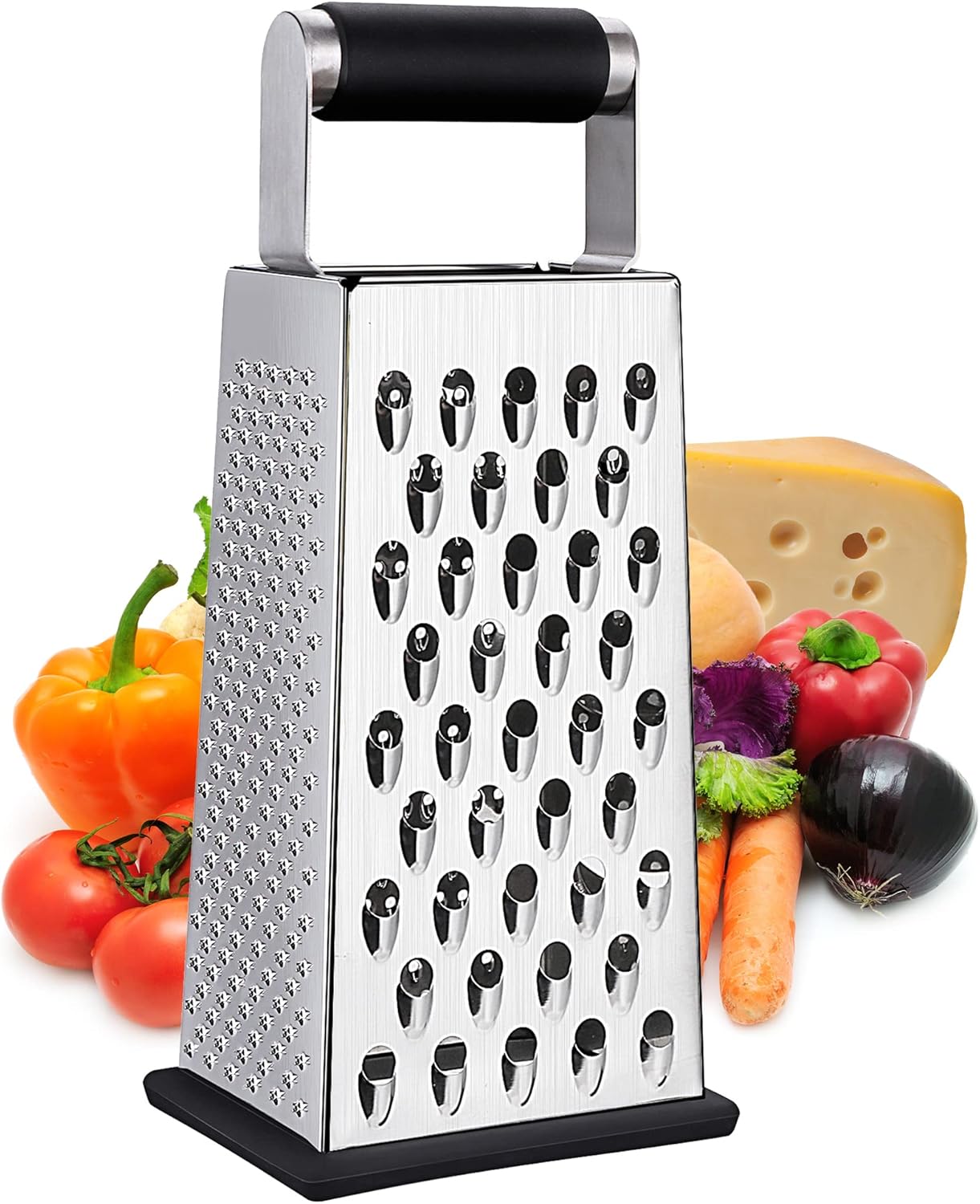 Cheese Grater, Box Grater for Cheese Stainless steel Vegetable Slicer Food Shredder 4-sided Convenience for kitchen - Image 1