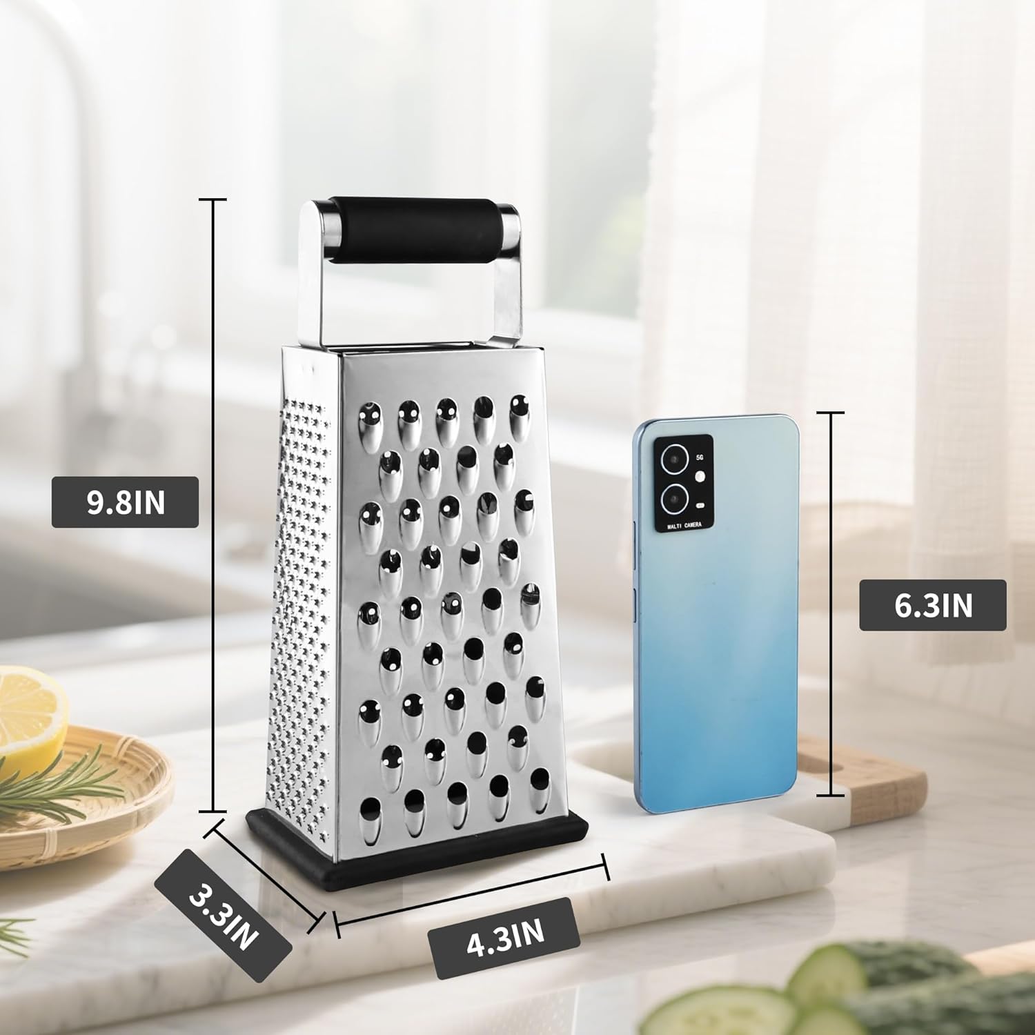 Cheese Grater, Box Grater for Cheese Stainless steel Vegetable Slicer Food Shredder 4-sided Convenience for kitchen - Image 2