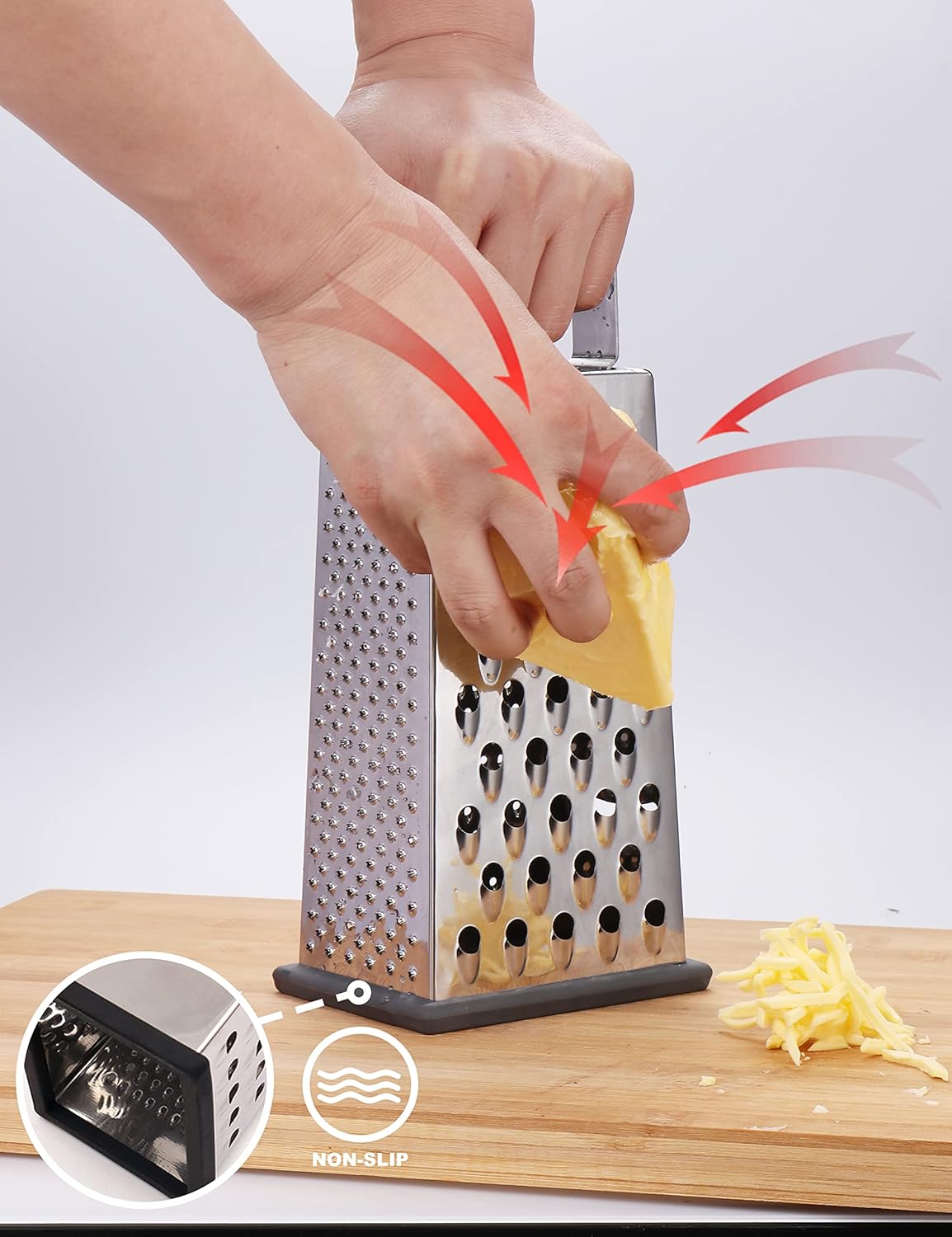 Cheese Grater, Box Grater for Cheese Stainless steel Vegetable Slicer Food Shredder 4-sided Convenience for kitchen - Image 5