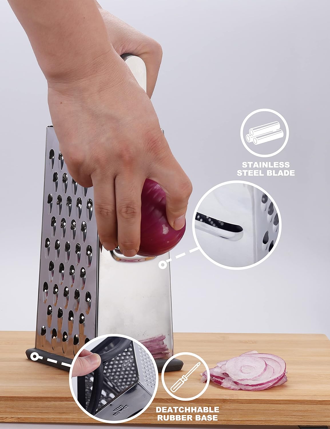 Cheese Grater, Box Grater for Cheese Stainless steel Vegetable Slicer Food Shredder 4-sided Convenience for kitchen - Image 6