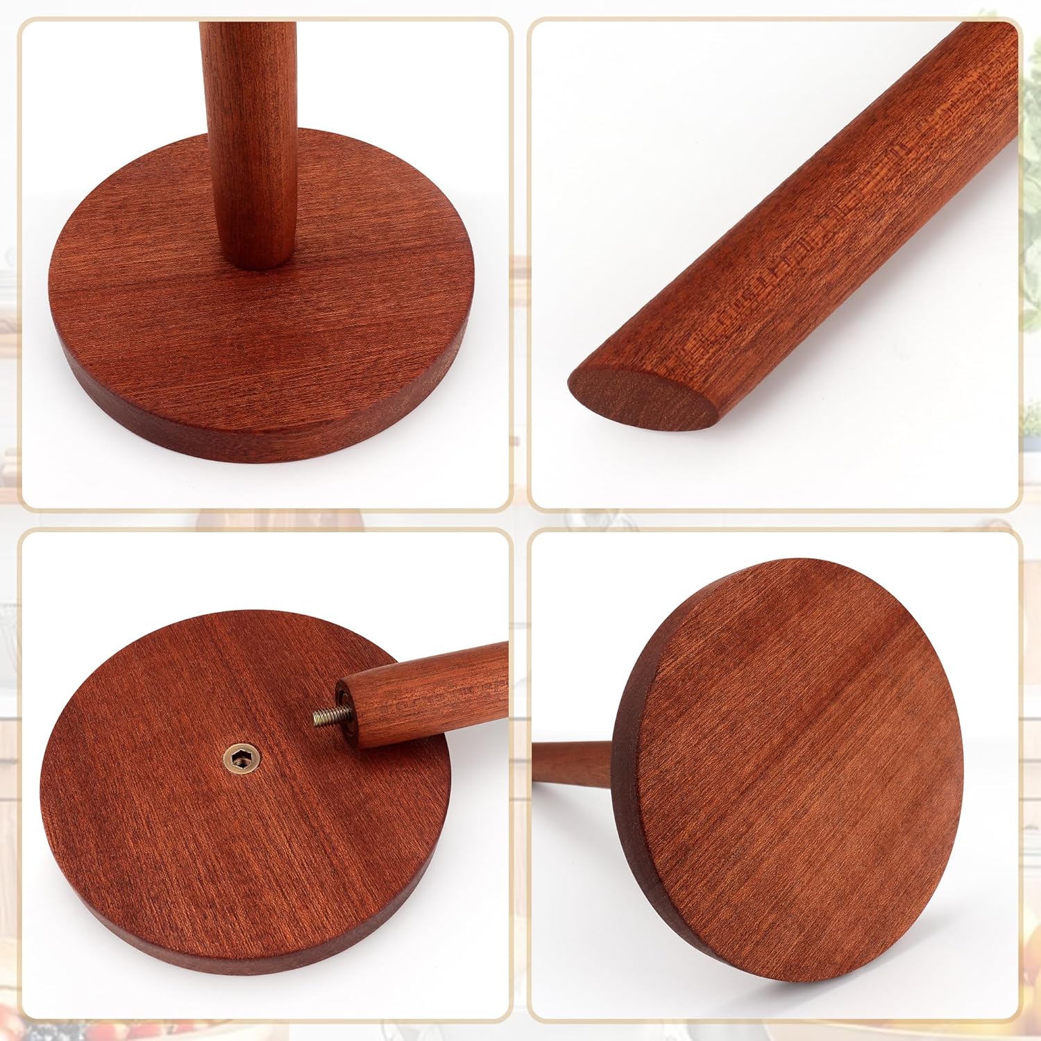 Wooden Paper Towel Holder Countertop - Solid Ebony Paper Towel Dispenser Stand, Walnut - Image 3