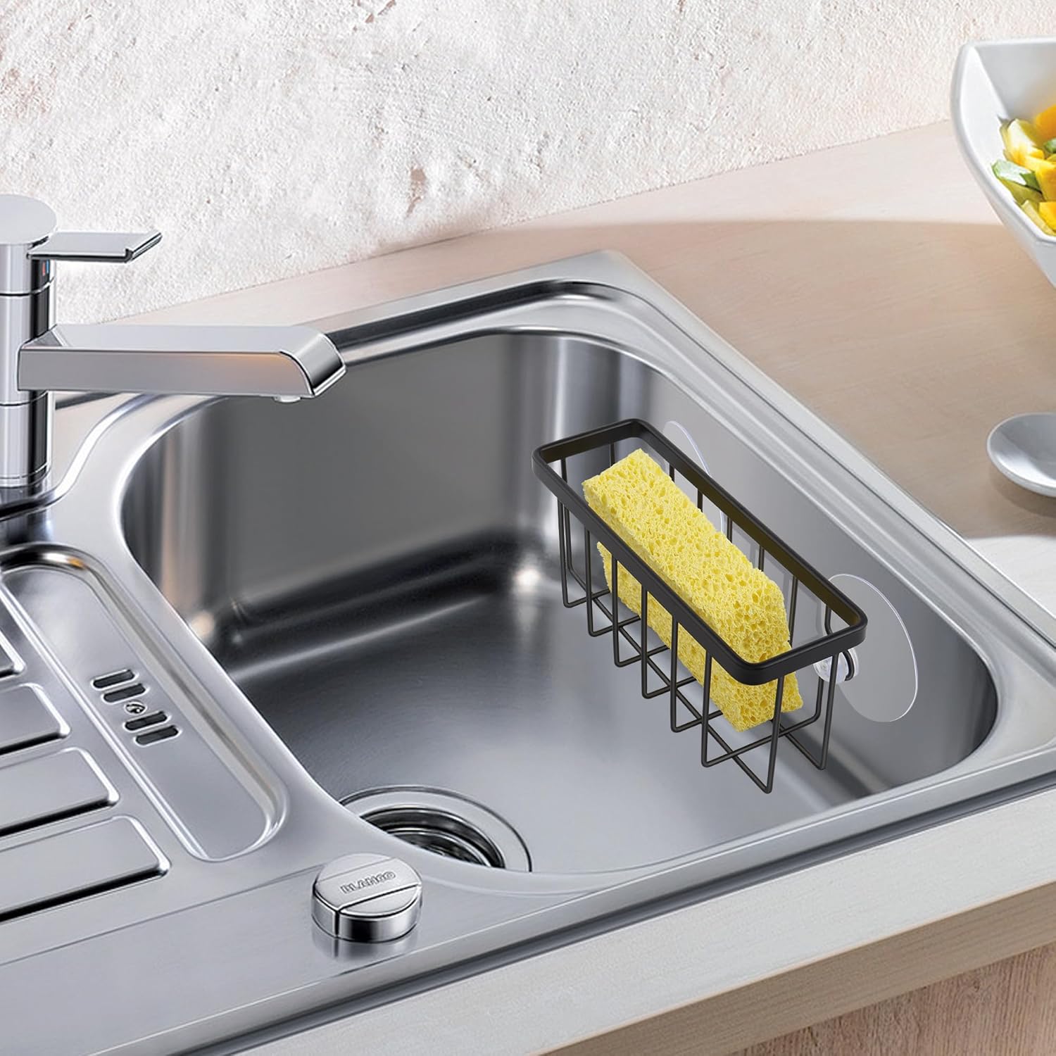 Sponge Holder for Kitchen Sink Suction,Stainless Steel Sponge Holder for Sponges, Scrubbers, Soap, Kitchen, Bathroom, Black - Image 6