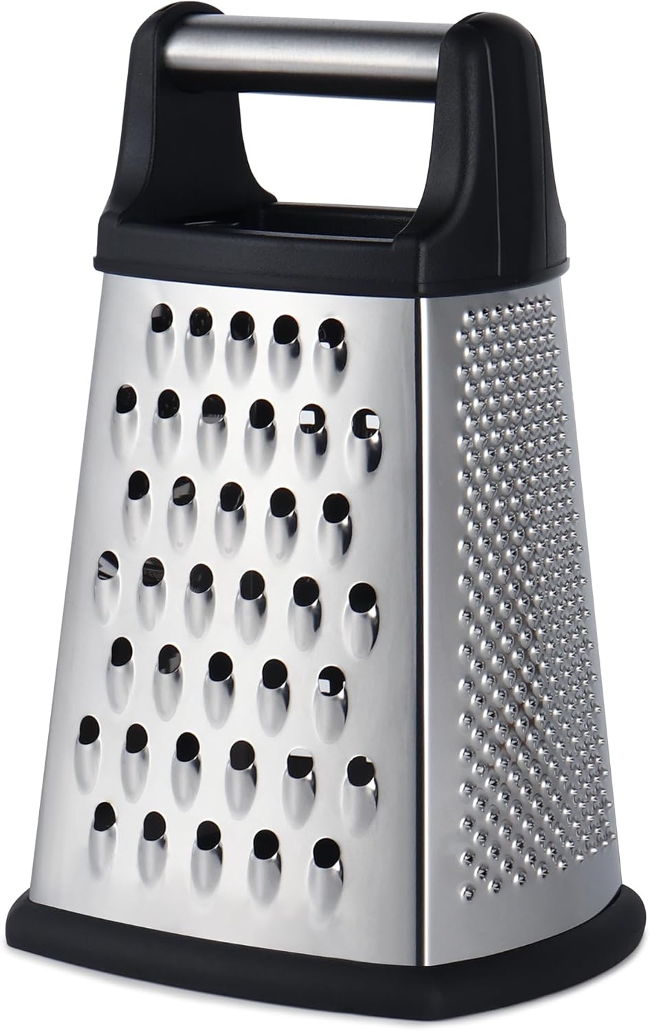 Professional Cheese Grater, 4-Sided Stainless Steel Box Grater, Food Shredder for Cheese, Parmesan, Vegetable, Black - Image 1