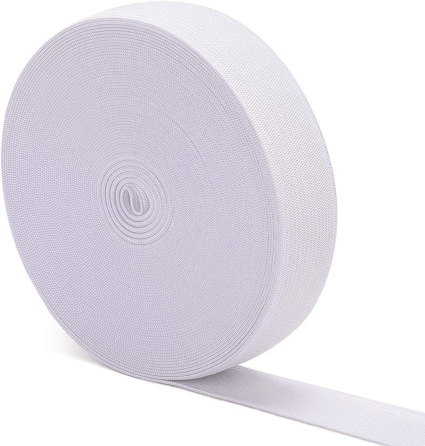 Elastic Bands for Sewing White 1 Inch 12 Yard High Elasticity Knit Spool Sewing Band for Waistbands Pants Clothes and Crafts DIY, - Image 1