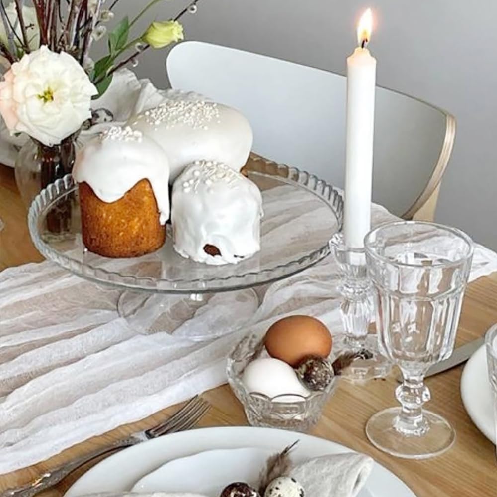 White Cheesecloth Table Runner 10FT Long Boho Gauze Table Runner Rustic Sheer Runner for Wedding Bridal Baby Shower Birthday Party Table Decor Decorations (35x120inch) - Image 7