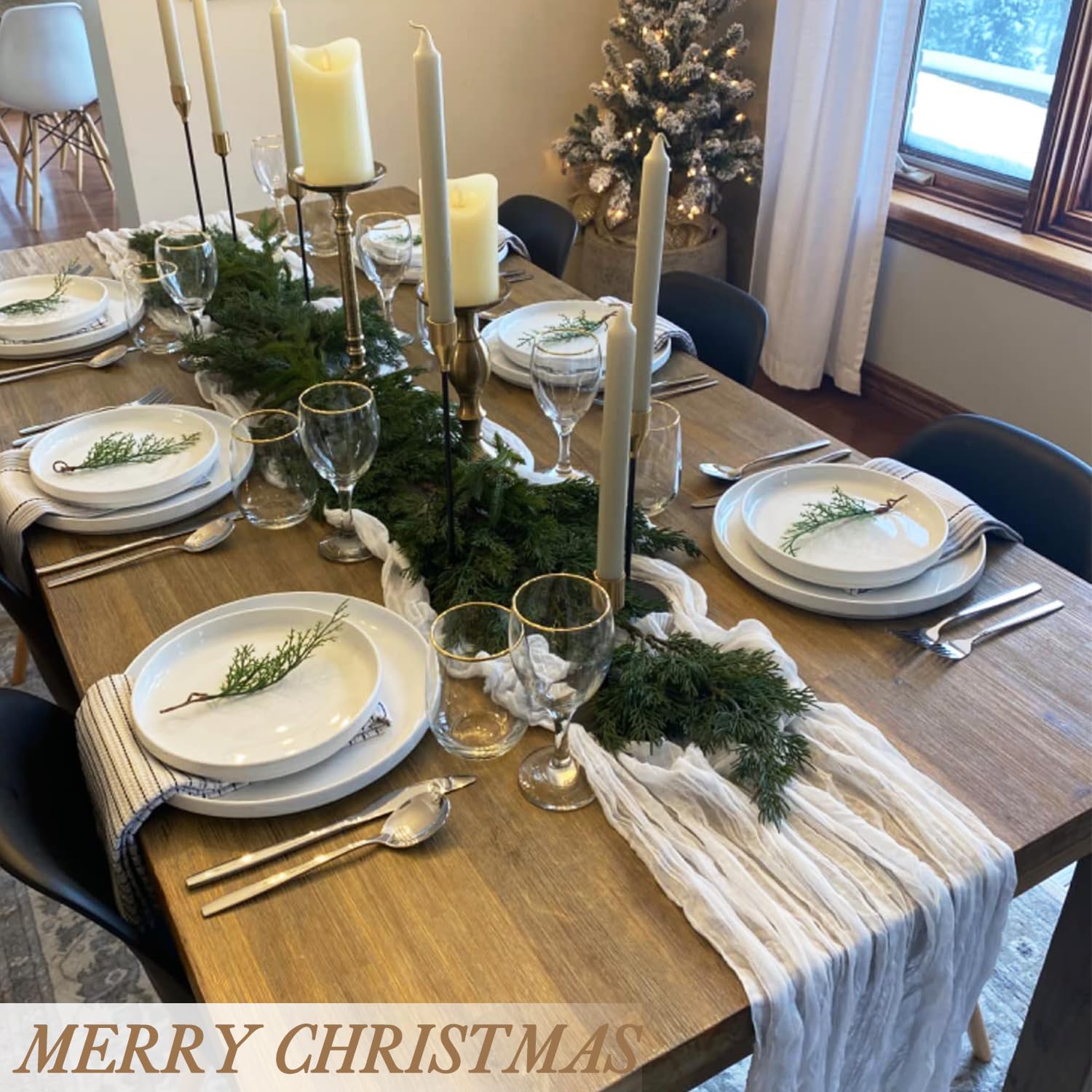 White Cheesecloth Table Runner 10FT Long Boho Gauze Table Runner Rustic Sheer Runner for Wedding Bridal Baby Shower Birthday Party Table Decor Decorations (35x120inch) - Image 8