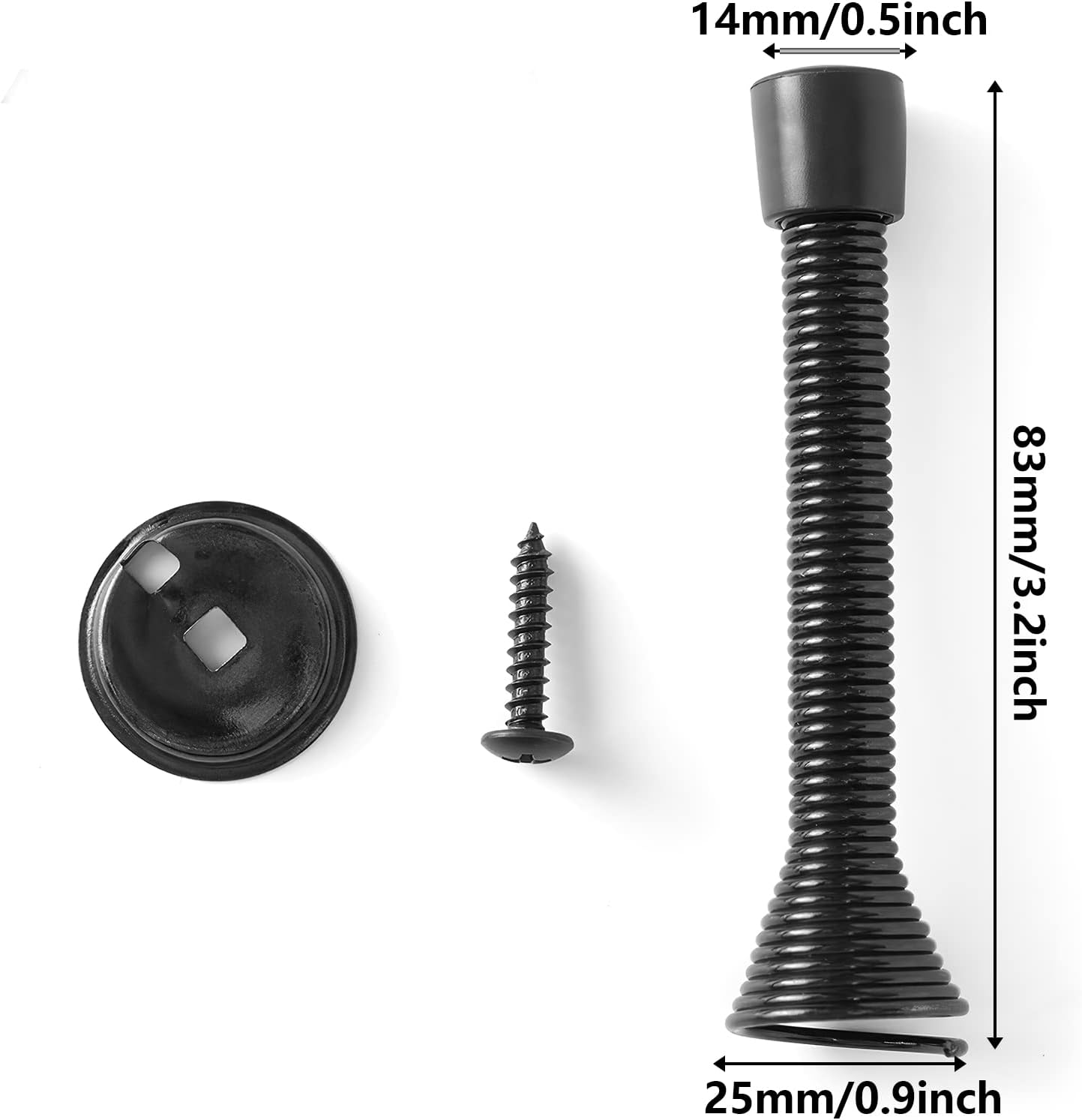 Spring Door Stopper, 5 Pcs Wall Mounted Spring Doorstop, Spring Door Stop for Walls, Black - Image 2
