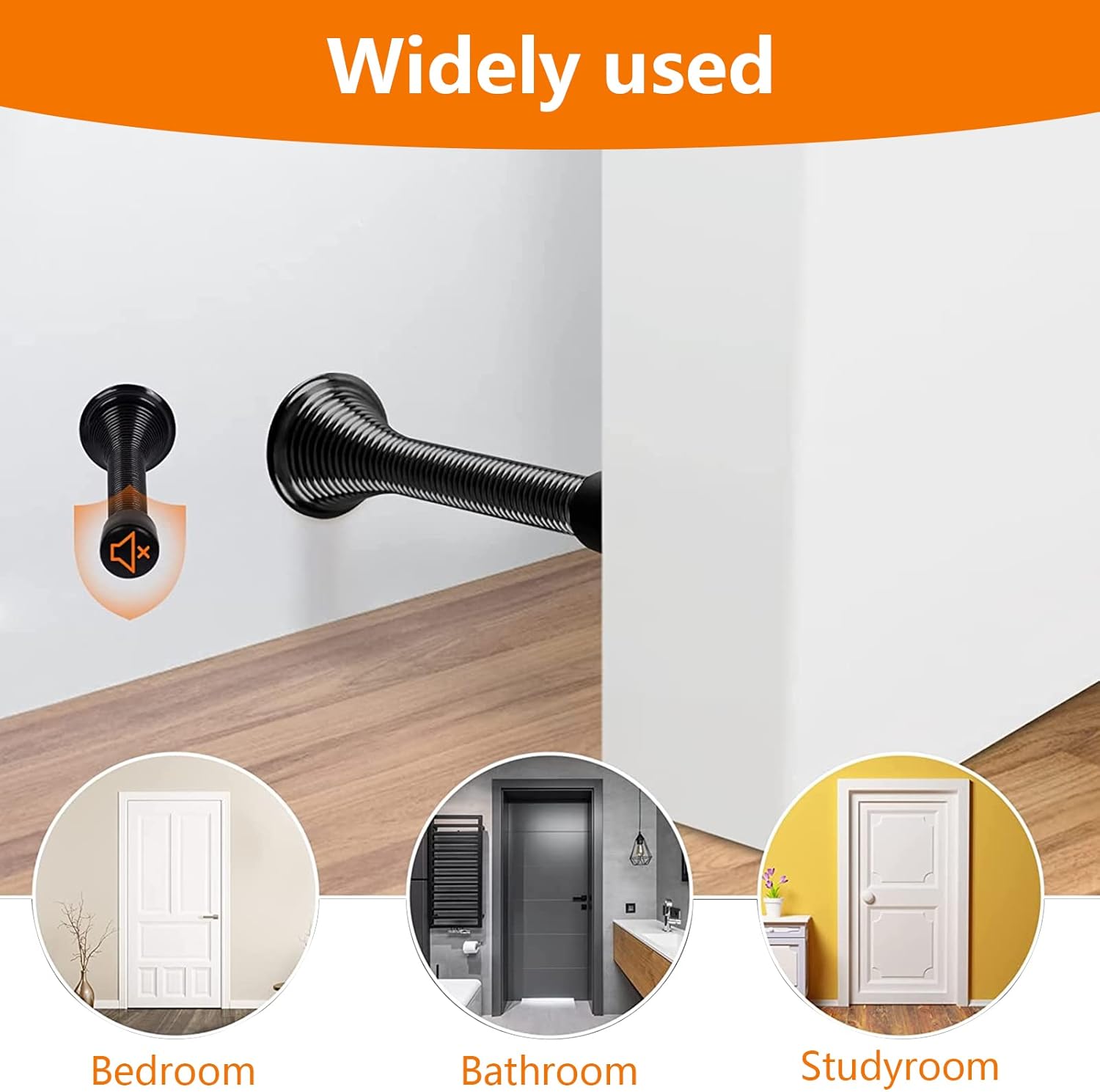 Spring Door Stopper, 5 Pcs Wall Mounted Spring Doorstop, Spring Door Stop for Walls, Black - Image 6
