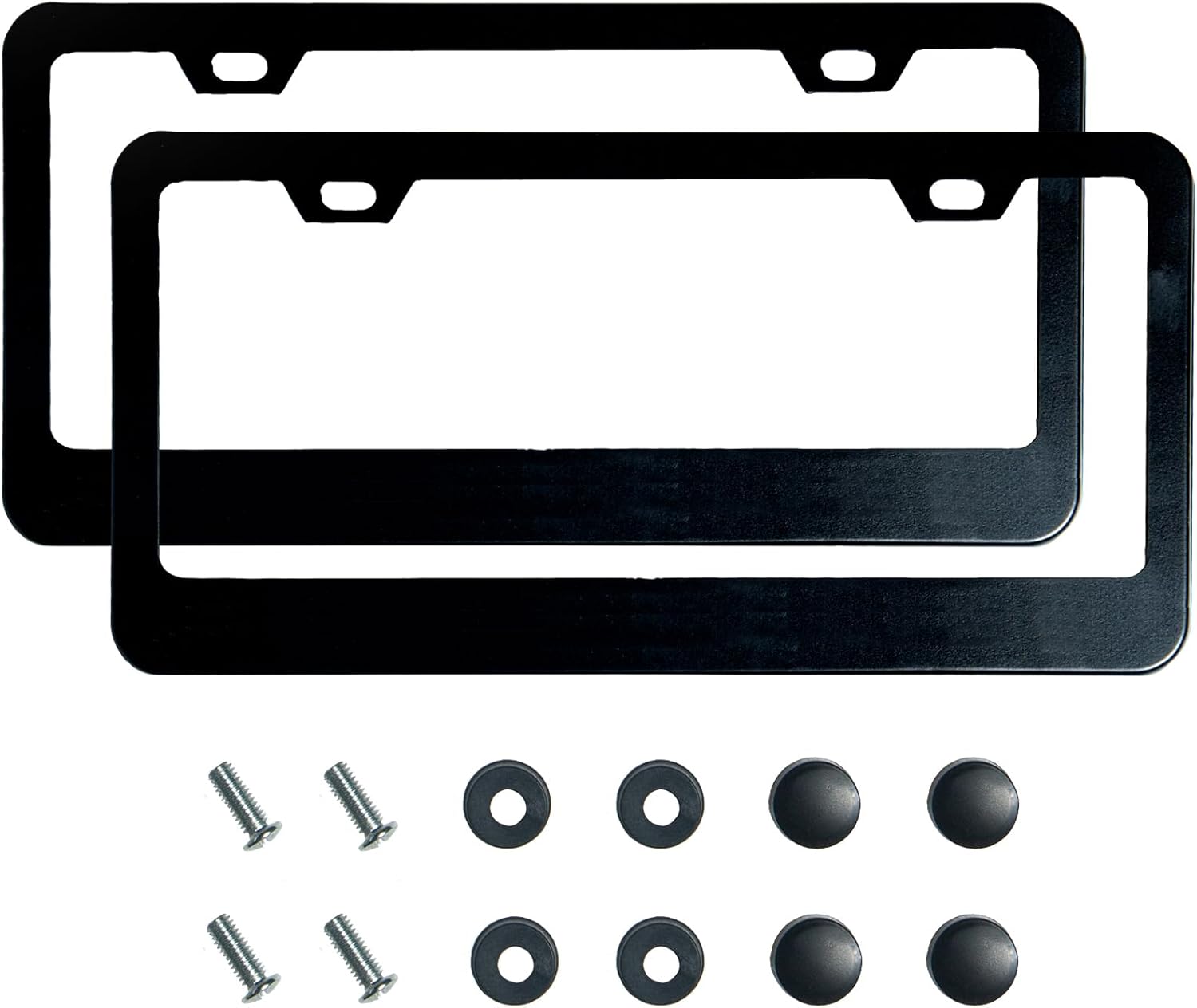 2PCS Matte Black License Plate Frames, 2 Holes Solid Rust-Proof Stainless Steel License Plate Holder,  Universal Car License Plate Cover for Women and Man with Screws Accessories - Image 1