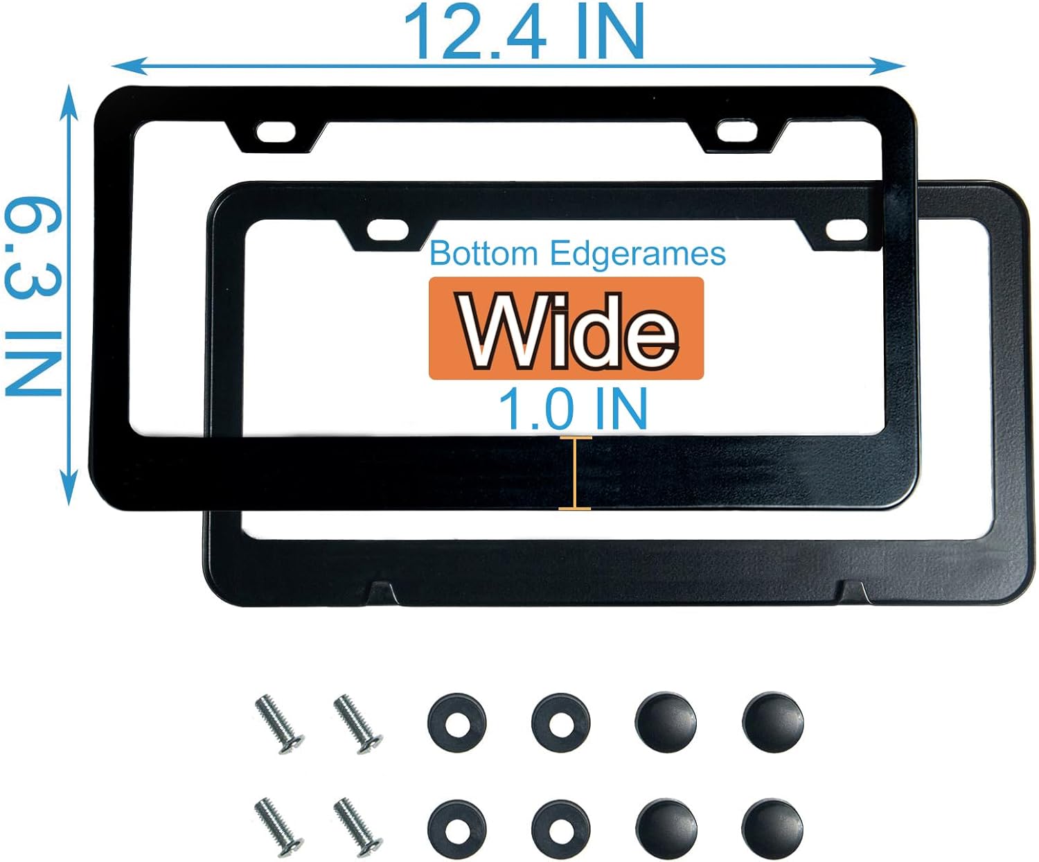 2PCS Matte Black License Plate Frames, 2 Holes Solid Rust-Proof Stainless Steel License Plate Holder,  Universal Car License Plate Cover for Women and Man with Screws Accessories - Image 2