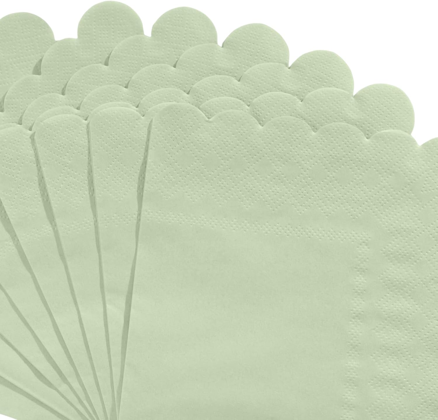 120 Pcs Cocktail Napkins Sage Green Wedding Napkins Disposable Baby Shower Scalloped Napkins for Bridal Shower, Birthday, 5 x 5 Inch - Image 3