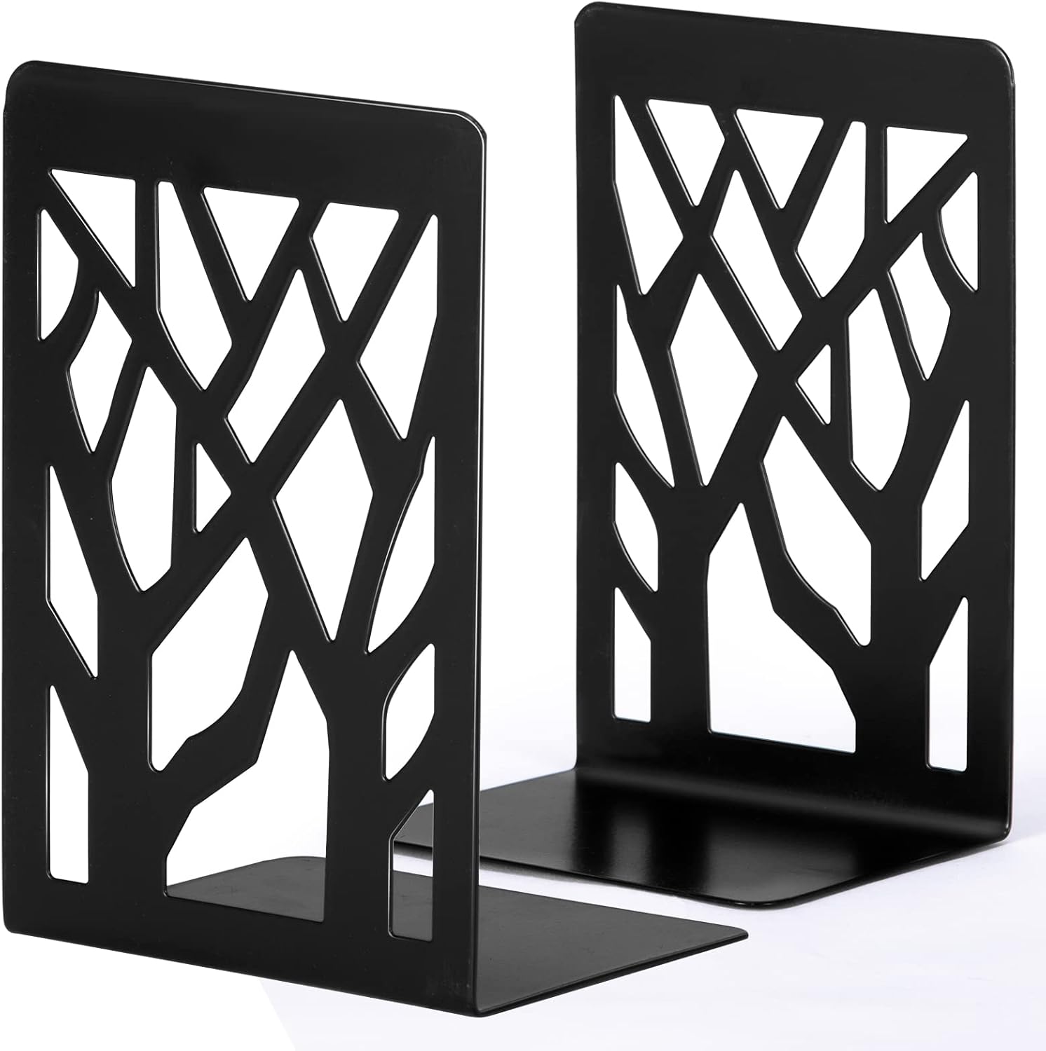 Book Ends, Bookends, Book Ends for Shelves, Bookends for Shelves, Bookend, Book Ends for Heavy Books, Book Shelf Holder Home Decorative, Metal Bookends, Bookend Supports, Book Stoppers (1 Pair, Black) - Image 1