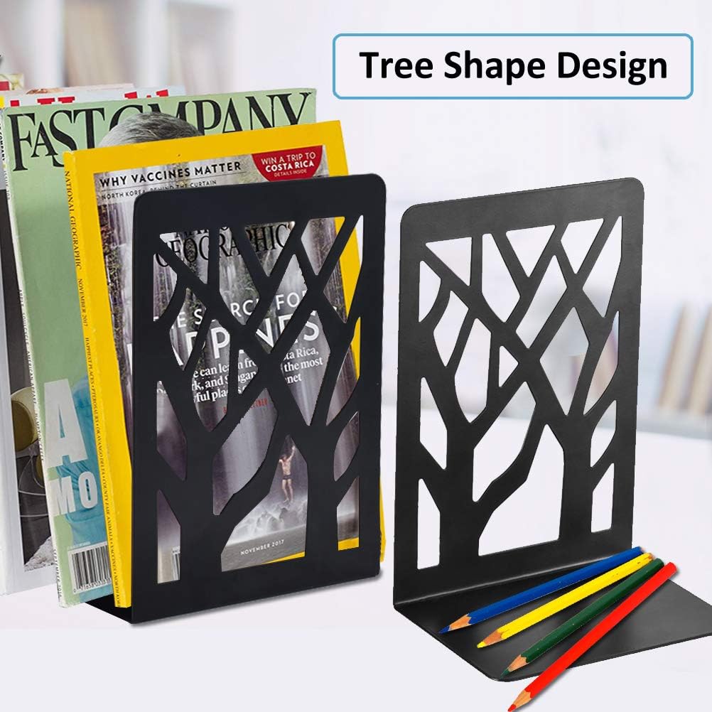 Book Ends, Bookends, Book Ends for Shelves, Bookends for Shelves, Bookend, Book Ends for Heavy Books, Book Shelf Holder Home Decorative, Metal Bookends, Bookend Supports, Book Stoppers (1 Pair, Black) - Image 6