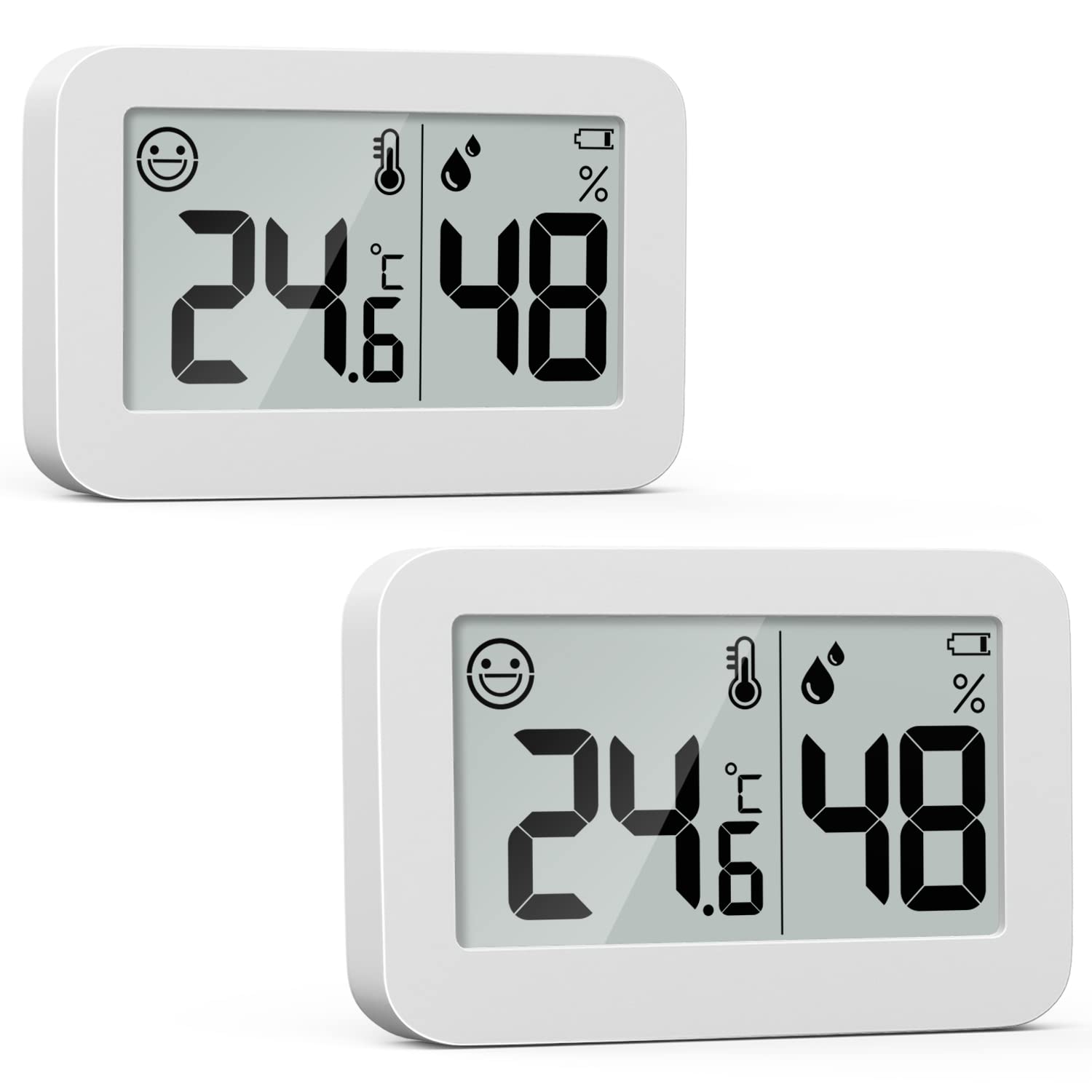 2-Pack Mini Hygrometer Indoor Thermometer, Humidity Gauge with ℃/℉ Switch, Humidity Meter Digital Temperature Monitor for Greenhouse Babyroom Cellar Reptile Incubator Closet - Image 1