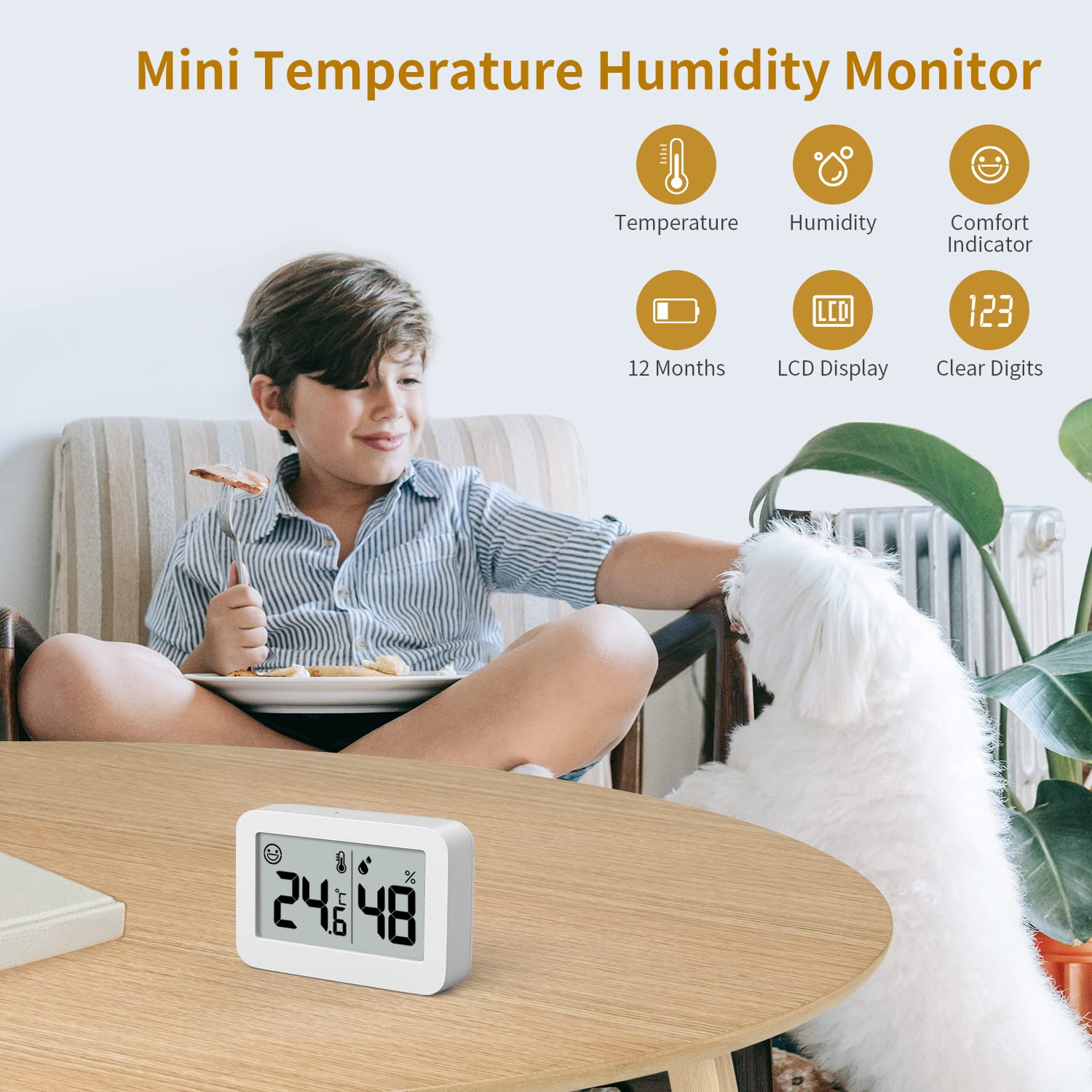 2-Pack Mini Hygrometer Indoor Thermometer, Humidity Gauge with ℃/℉ Switch, Humidity Meter Digital Temperature Monitor for Greenhouse Babyroom Cellar Reptile Incubator Closet - Image 4