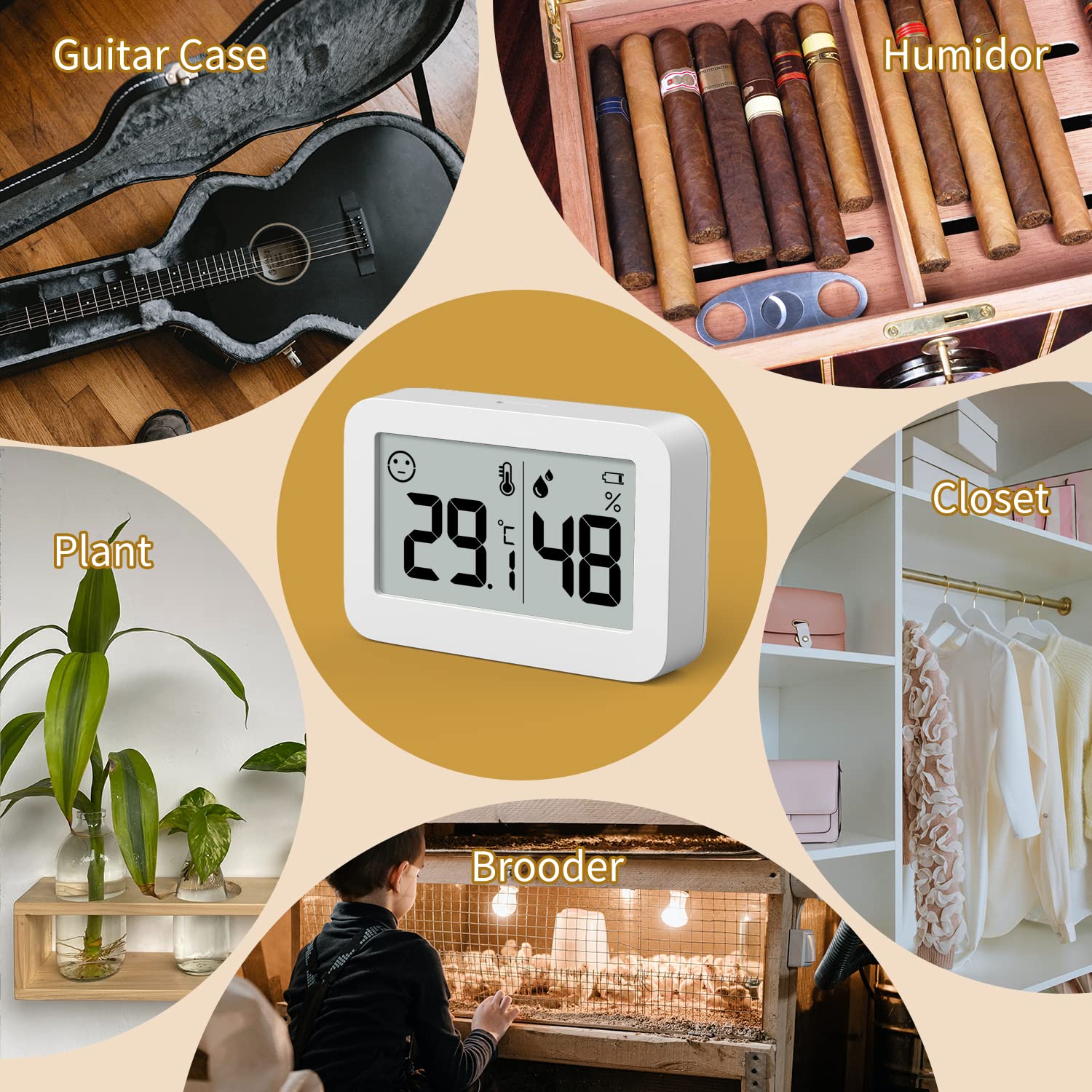 2-Pack Mini Hygrometer Indoor Thermometer, Humidity Gauge with ℃/℉ Switch, Humidity Meter Digital Temperature Monitor for Greenhouse Babyroom Cellar Reptile Incubator Closet - Image 7