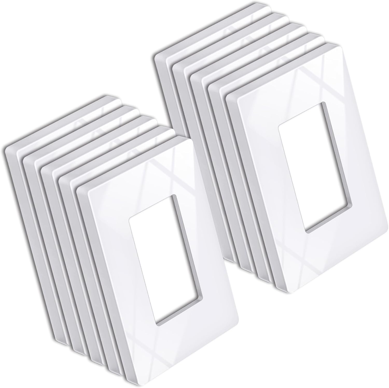 10 Pack of 1-Gang Screwless Wall Plate, USWP6 Gloss Snow White Series, Decorator Outlet Cover, 11.91cm x 7.39cm, Switch Plate Cover for Light Switch, Dimmer, GFCI, USB Receptacle - Image 1