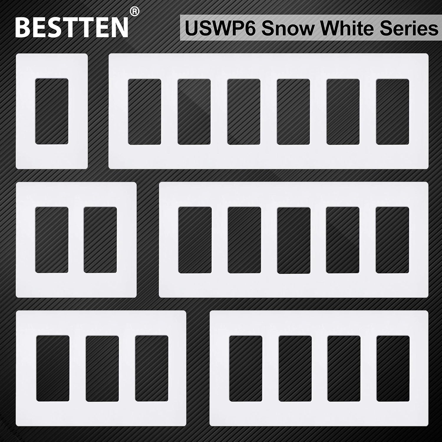 10 Pack of 1-Gang Screwless Wall Plate, USWP6 Gloss Snow White Series, Decorator Outlet Cover, 11.91cm x 7.39cm, Switch Plate Cover for Light Switch, Dimmer, GFCI, USB Receptacle - Image 6