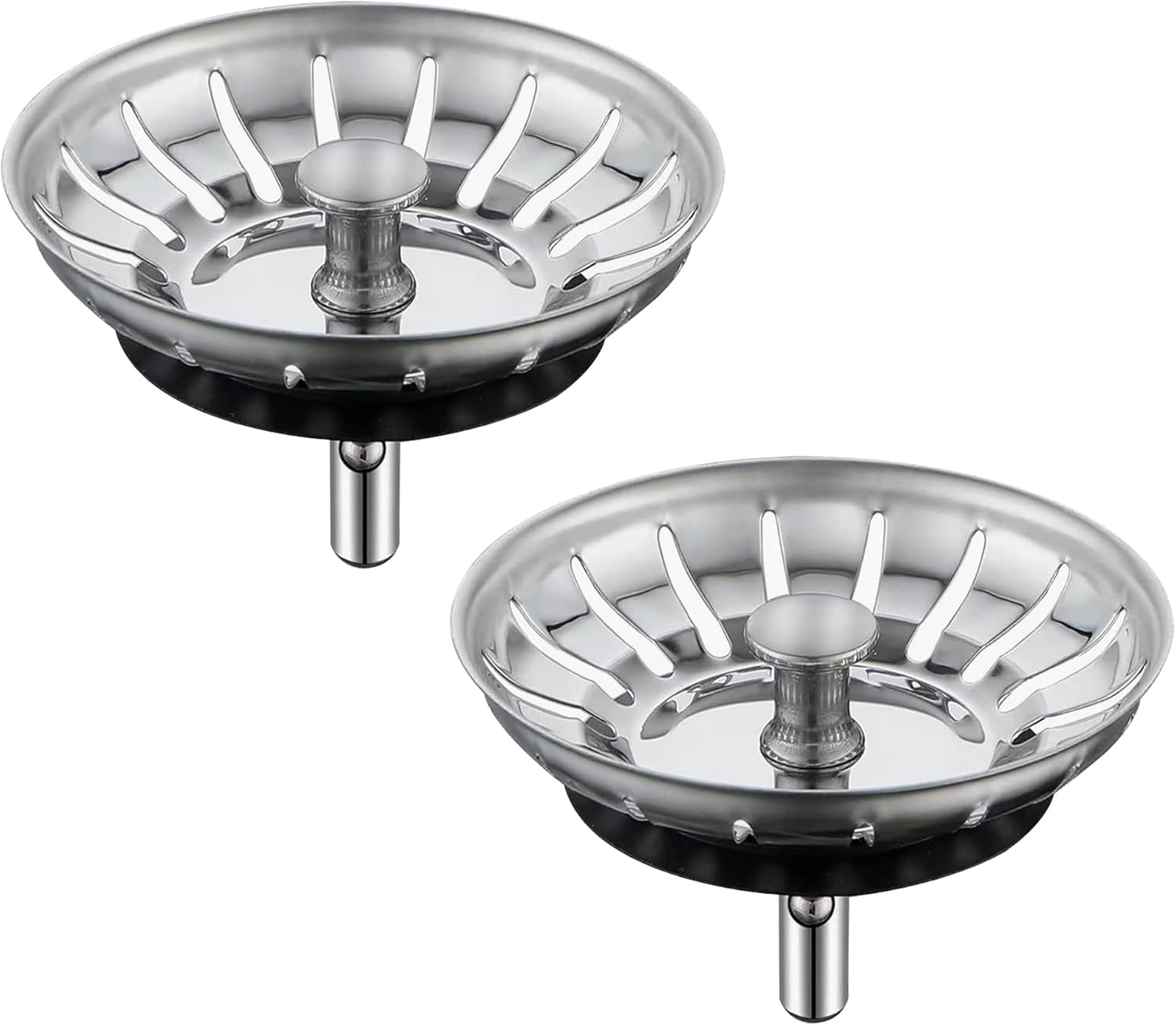 [2 Pack]  Kitchen Sink Strainer - Sink Drain Stopper - Kitchen Sink Plug with Anti-Clogging Basket - Bouchon Evier Cuisine - Compatible with 79–83mm Inner Diameter - Image 1