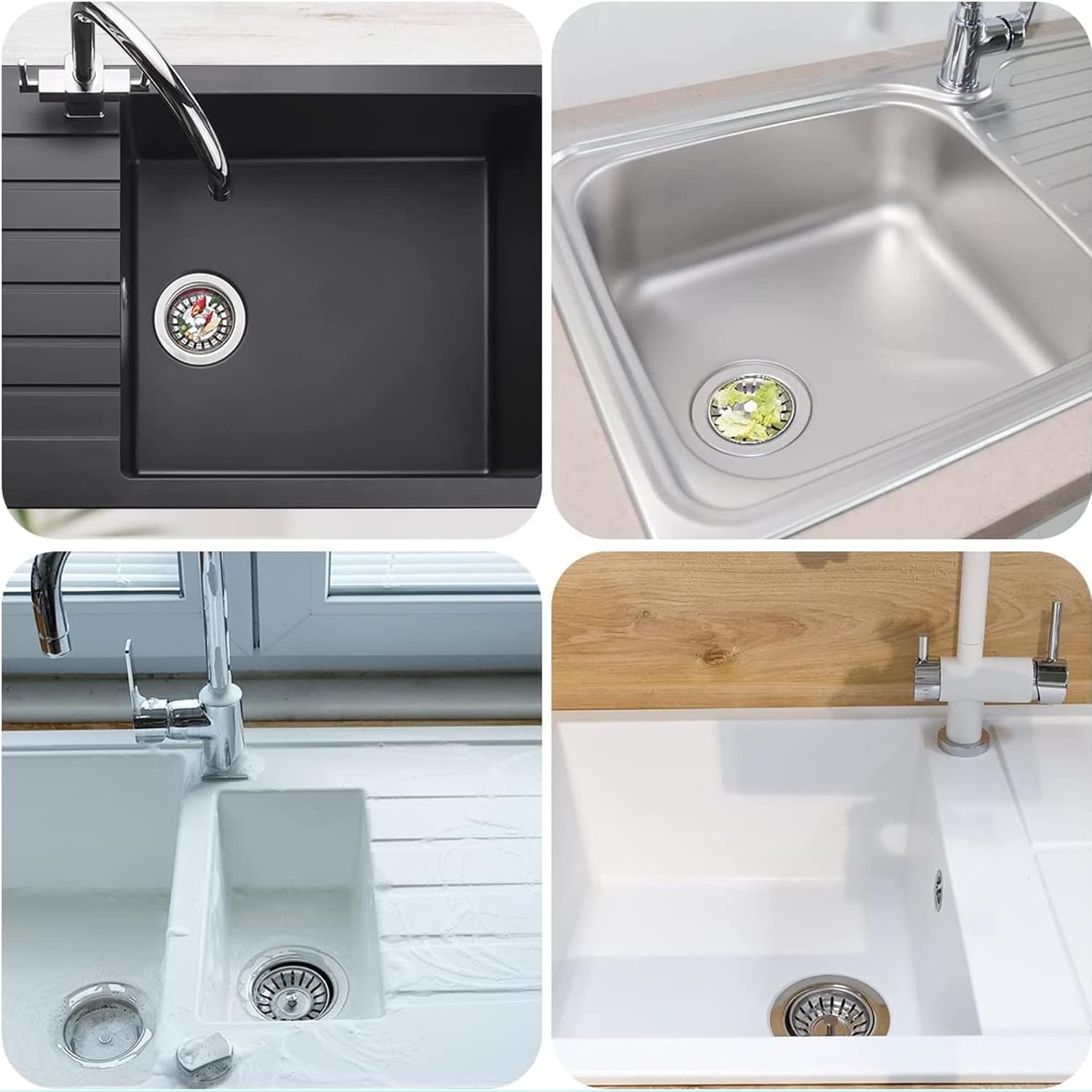 [2 Pack]  Kitchen Sink Strainer - Sink Drain Stopper - Kitchen Sink Plug with Anti-Clogging Basket - Bouchon Evier Cuisine - Compatible with 79–83mm Inner Diameter - Image 7