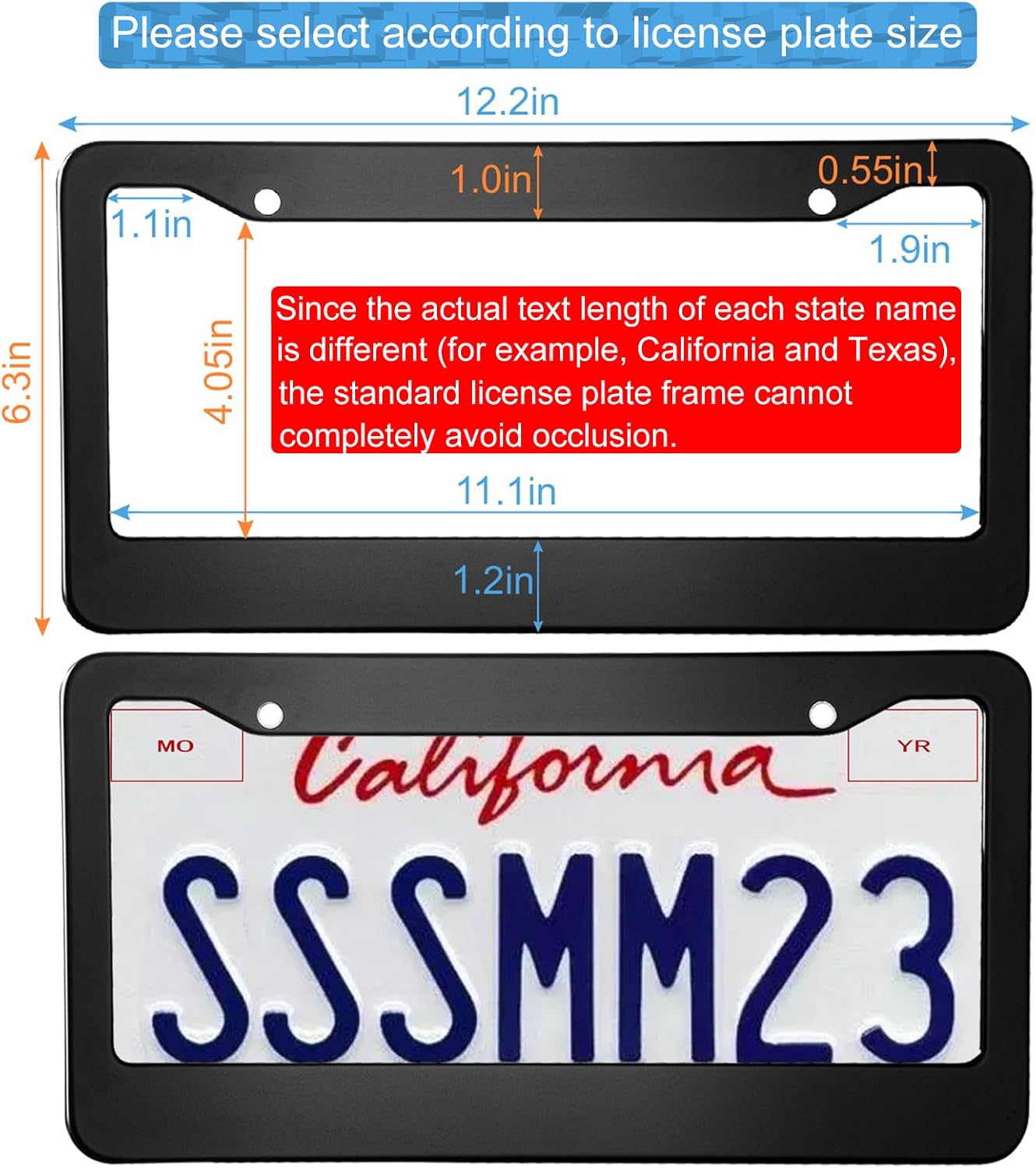 2PCS Matte Black License Plate Frames, 2 Holes Solid Aluminum License Plate Holder, Universal Car License Plate Frame for Man, Licence Plate Frame Black and Screws, by - Image 2