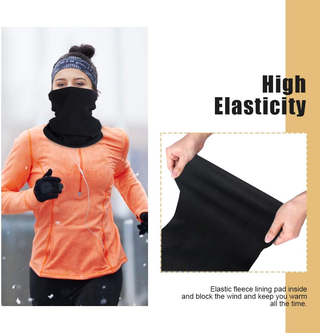 2 Pack Winter Neck Warmer Gaiter,Soft Fleece Windproof Face Cover Mask Scarf Bandana for Men & Women Outdoor Sports - Image 2