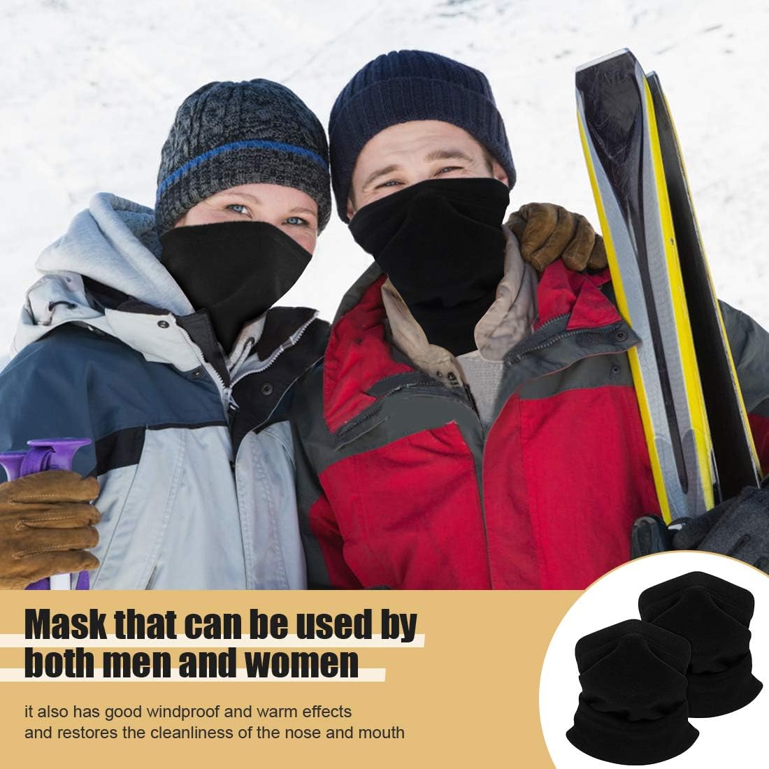 2 Pack Winter Neck Warmer Gaiter,Soft Fleece Windproof Face Cover Mask Scarf Bandana for Men & Women Outdoor Sports - Image 7