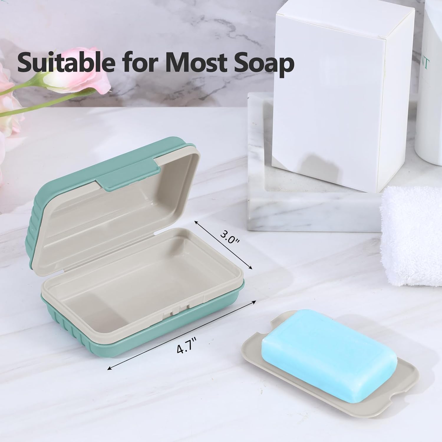 Soap Holder, Soap Dish 1 Pack, Bar Soap Holder for Shower, Travel Soap Case with Lid for Gym, Camping Essentials, Travel Size Toiletries, Portable, Leakproof, Blue - Image 2