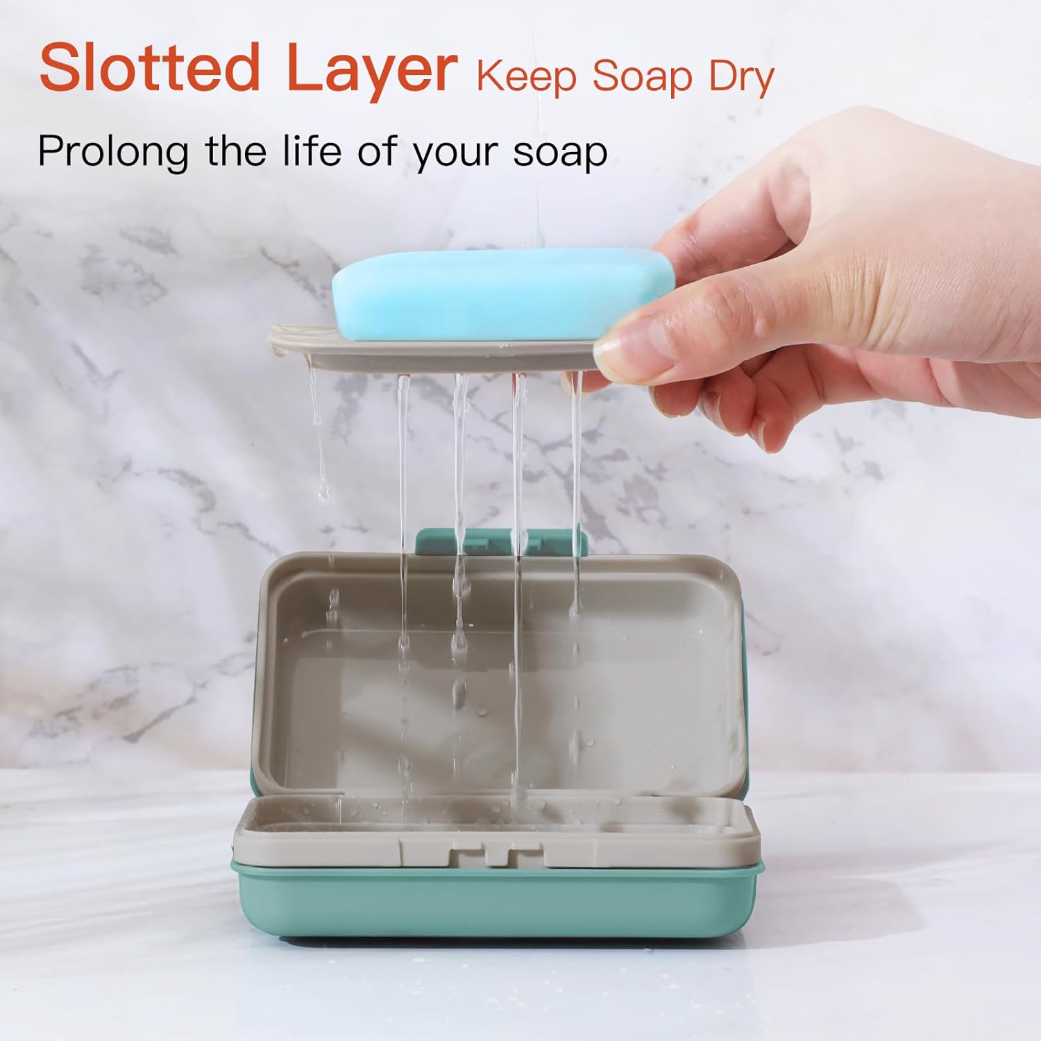 Soap Holder, Soap Dish 1 Pack, Bar Soap Holder for Shower, Travel Soap Case with Lid for Gym, Camping Essentials, Travel Size Toiletries, Portable, Leakproof, Blue - Image 3