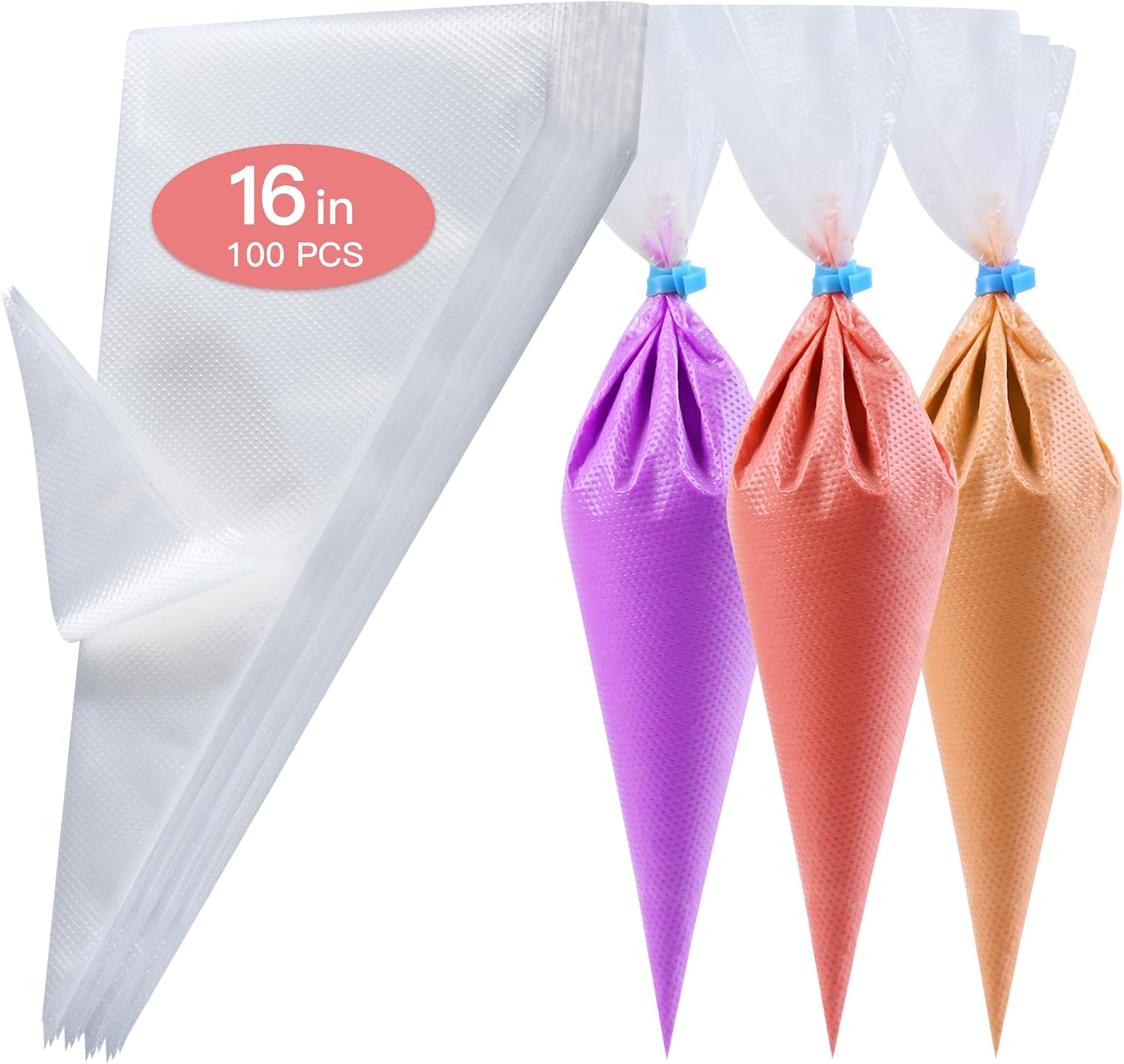Piping Bags 16 Inch - Disposable Piping Bags 100pcs, Large Pastry Bags, Thickened Frosting Bags, Cake Decorating Bags, Large Piping Bags, Icing Bags for Cake Decorating - Image 1
