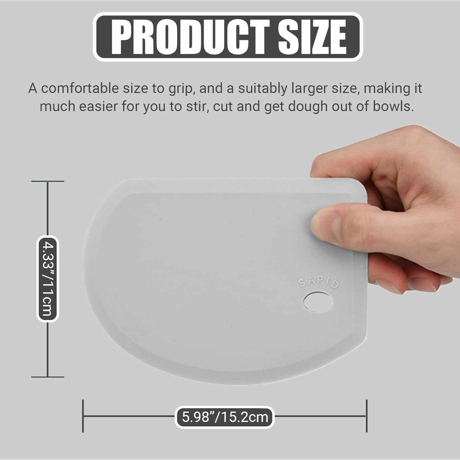 Silicone Bowl Scraper Flexible Curved Edge, Food Grade Bench Dough Scraper for Baking Sourdough Bread, Cake, Fondant Icing, Heat- Resistance Kitchen Dish Pan Scrapers (5.98