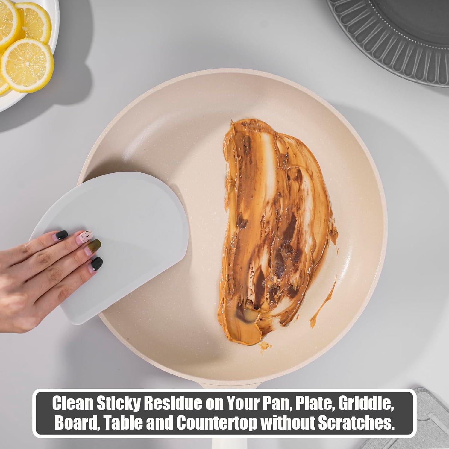 Silicone Bowl Scraper Flexible Curved Edge, Food Grade Bench Dough Scraper for Baking Sourdough Bread, Cake, Fondant Icing, Heat- Resistance Kitchen Dish Pan Scrapers (5.98