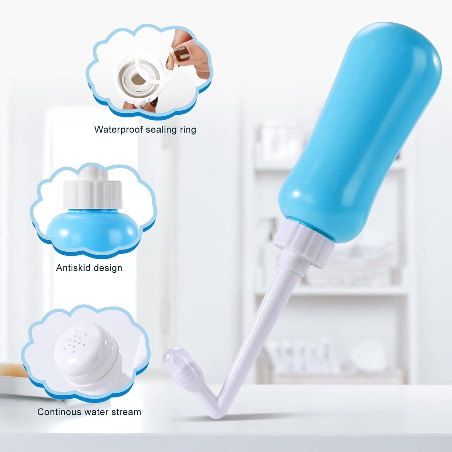 Portable Bidet Travel Large Capacity 450ml(15oz) Personal Toilet Handheld Blue - Image 2