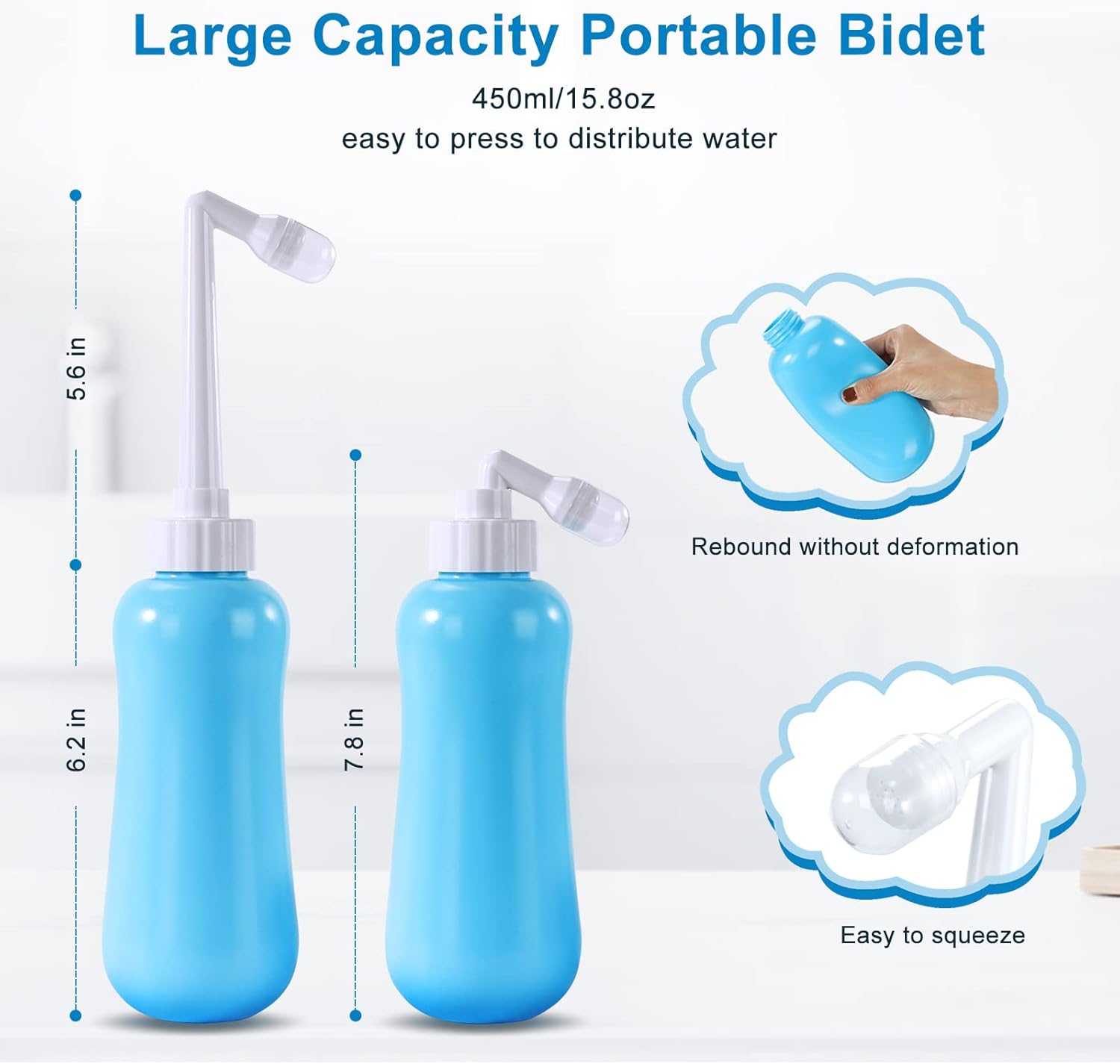 Portable Bidet Travel Large Capacity 450ml(15oz) Personal Toilet Handheld Blue - Image 4