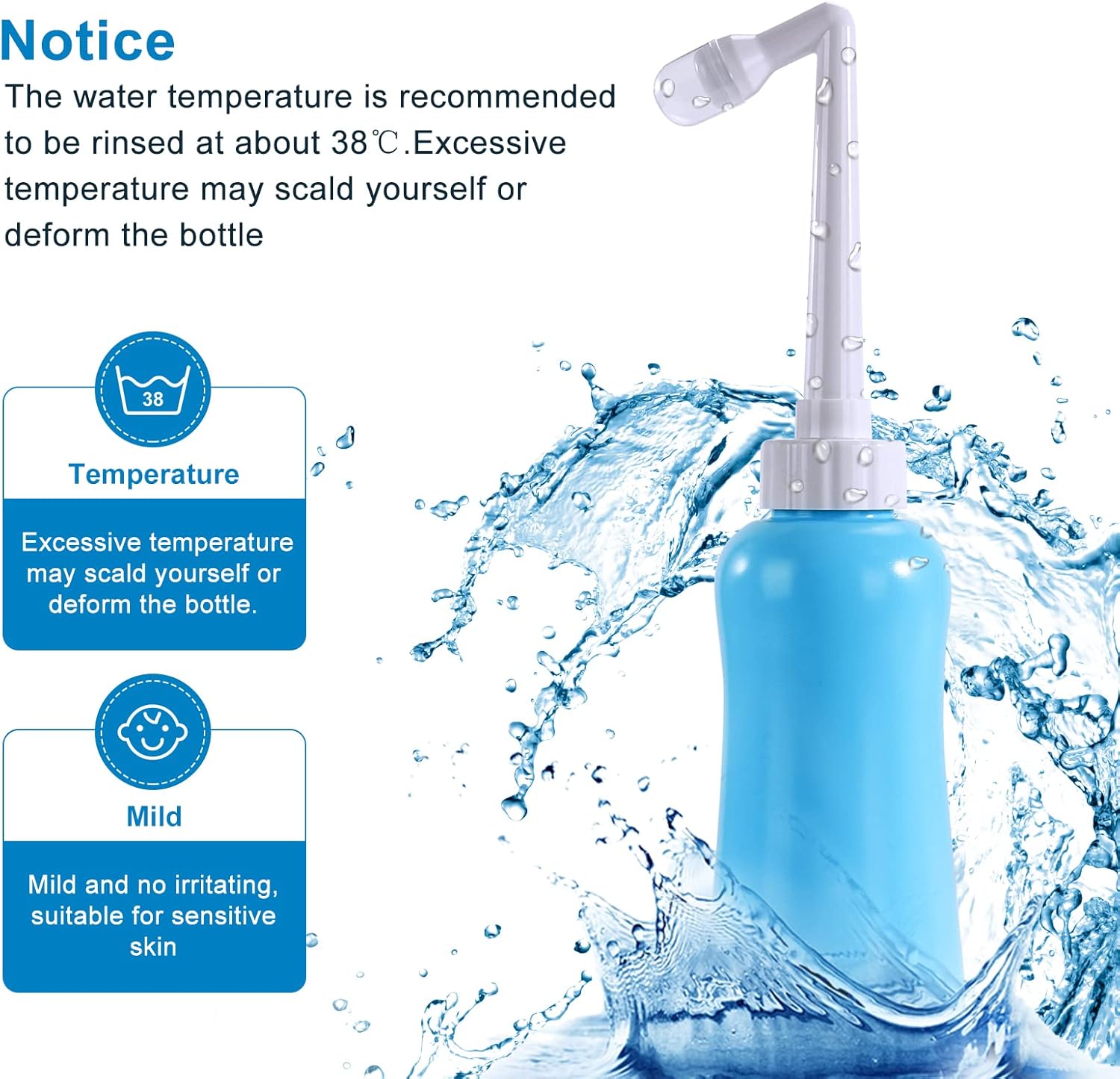 Portable Bidet Travel Large Capacity 450ml(15oz) Personal Toilet Handheld Blue - Image 5