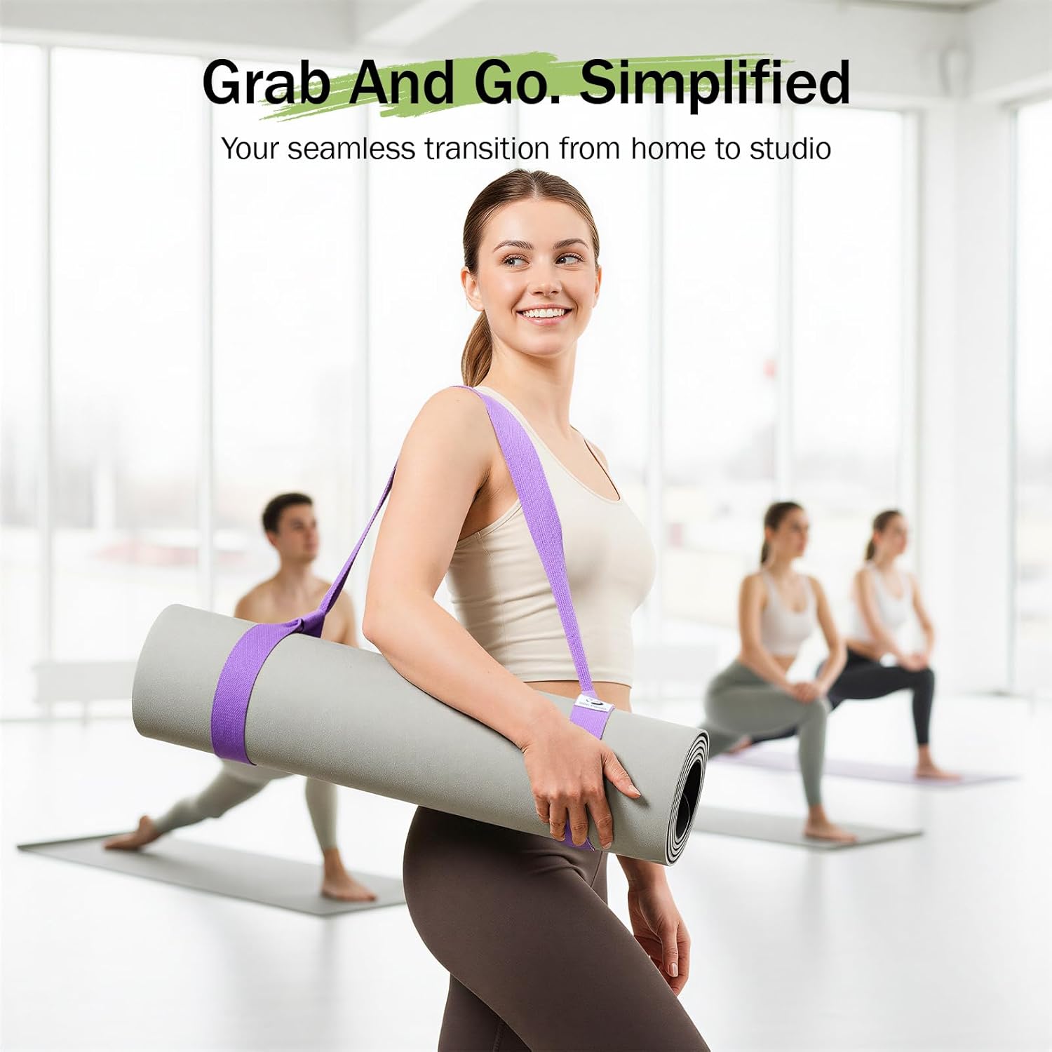 Yoga Mat Straps for Carrying, Adjustable Yoga Mat Carrier Sling Fits All Mats(Mat Not Included) - Image 2