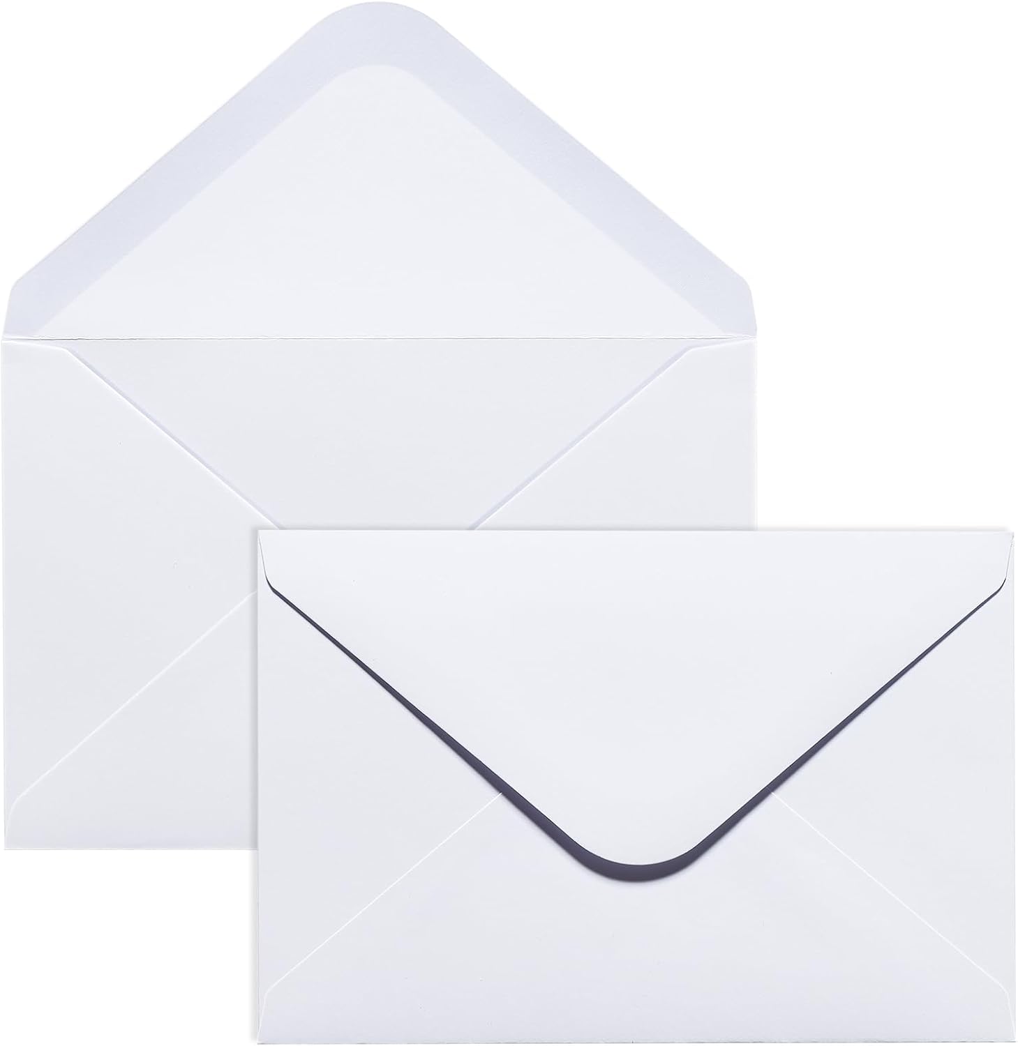 50PACK 5x7 Envelopes for Invitations, White A7 Envelopes for Wedding, Graduation, RSVP Cards, Gummed V Flag 5 1/4 x 7 1/4 inch - Image 1