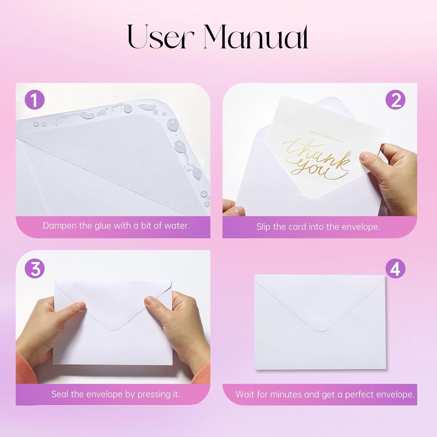 50PACK 5x7 Envelopes for Invitations, White A7 Envelopes for Wedding, Graduation, RSVP Cards, Gummed V Flag 5 1/4 x 7 1/4 inch - Image 3