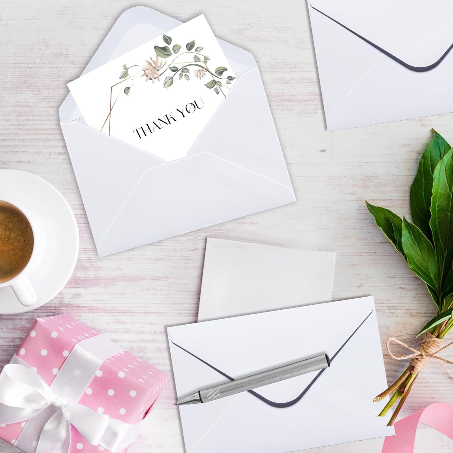 50PACK 5x7 Envelopes for Invitations, White A7 Envelopes for Wedding, Graduation, RSVP Cards, Gummed V Flag 5 1/4 x 7 1/4 inch - Image 6