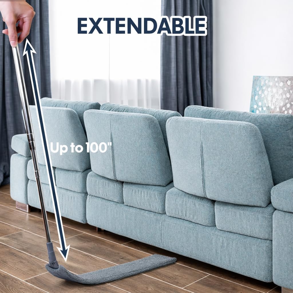 Retractable Gap Dust Cleaner with Extension Pole, Cleaning Tools with 3 Microfiber Dusting Cloths, Extendable Long Handle Duster for Cleaning Under Refrigerator Sofa Furniture Appliance - Image 3