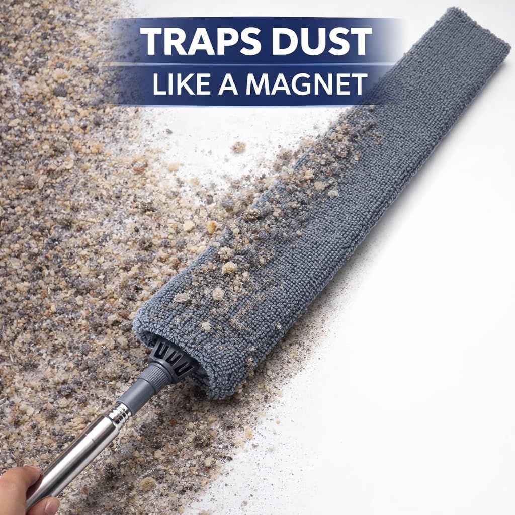 Retractable Gap Dust Cleaner with Extension Pole, Cleaning Tools with 3 Microfiber Dusting Cloths, Extendable Long Handle Duster for Cleaning Under Refrigerator Sofa Furniture Appliance - Image 6