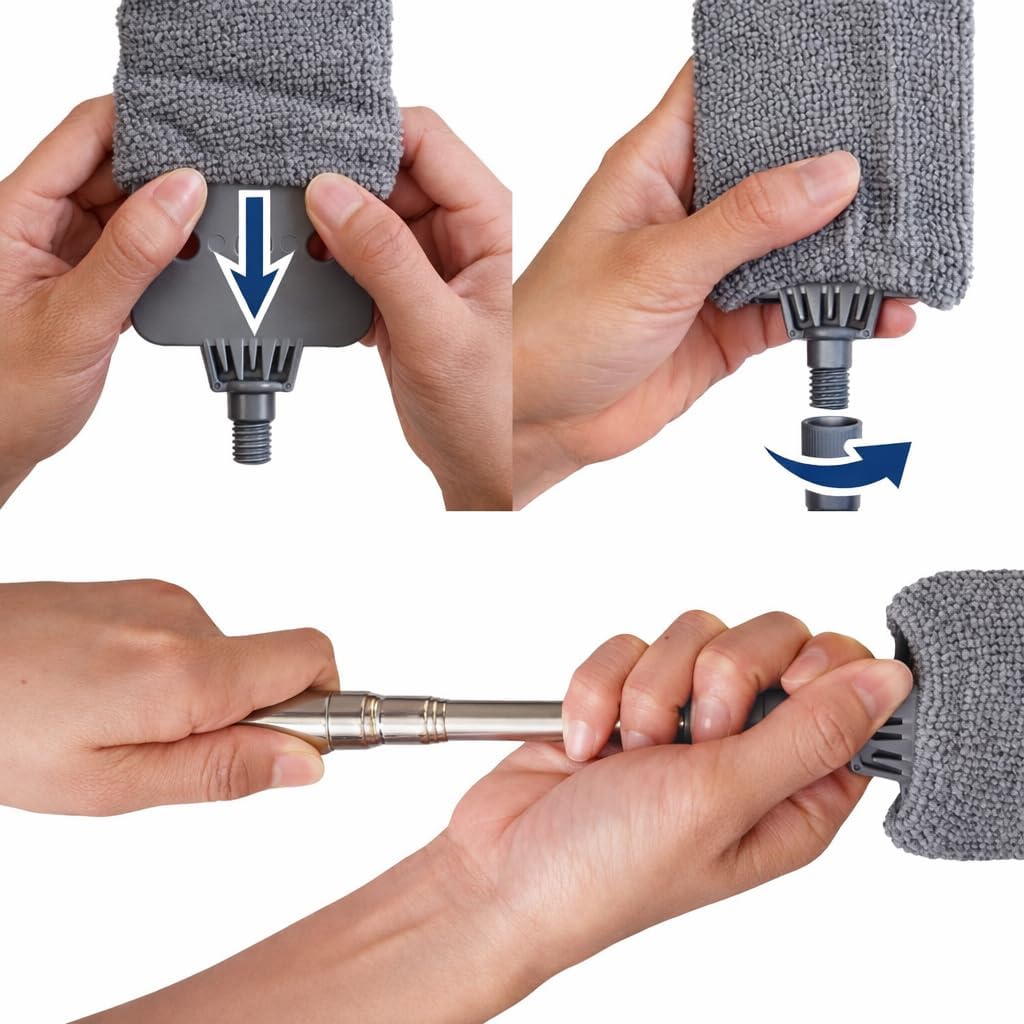 Retractable Gap Dust Cleaner with Extension Pole, Cleaning Tools with 3 Microfiber Dusting Cloths, Extendable Long Handle Duster for Cleaning Under Refrigerator Sofa Furniture Appliance - Image 8