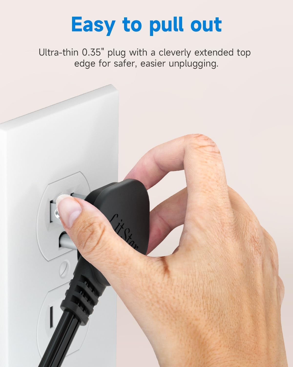 Flat Plug 1Ft Short Extension Cord, 90-Degree Plug Low Profile Power Adapter, 3-Prong Indoor Grounded Small Extension Cord Black 16AWG 13A 1625W 2 Pack - Image 5