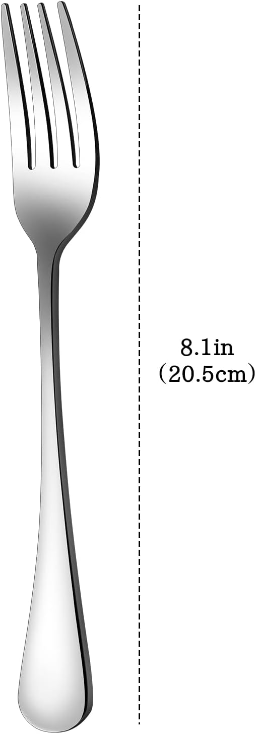 Set of 12, Stainless Steel Dinner Forks Silverware Set, Heavy-Duty Dinner Forks (8 Inch) Cutlery Set, Dishwasher Safe (Silver) - Image 2