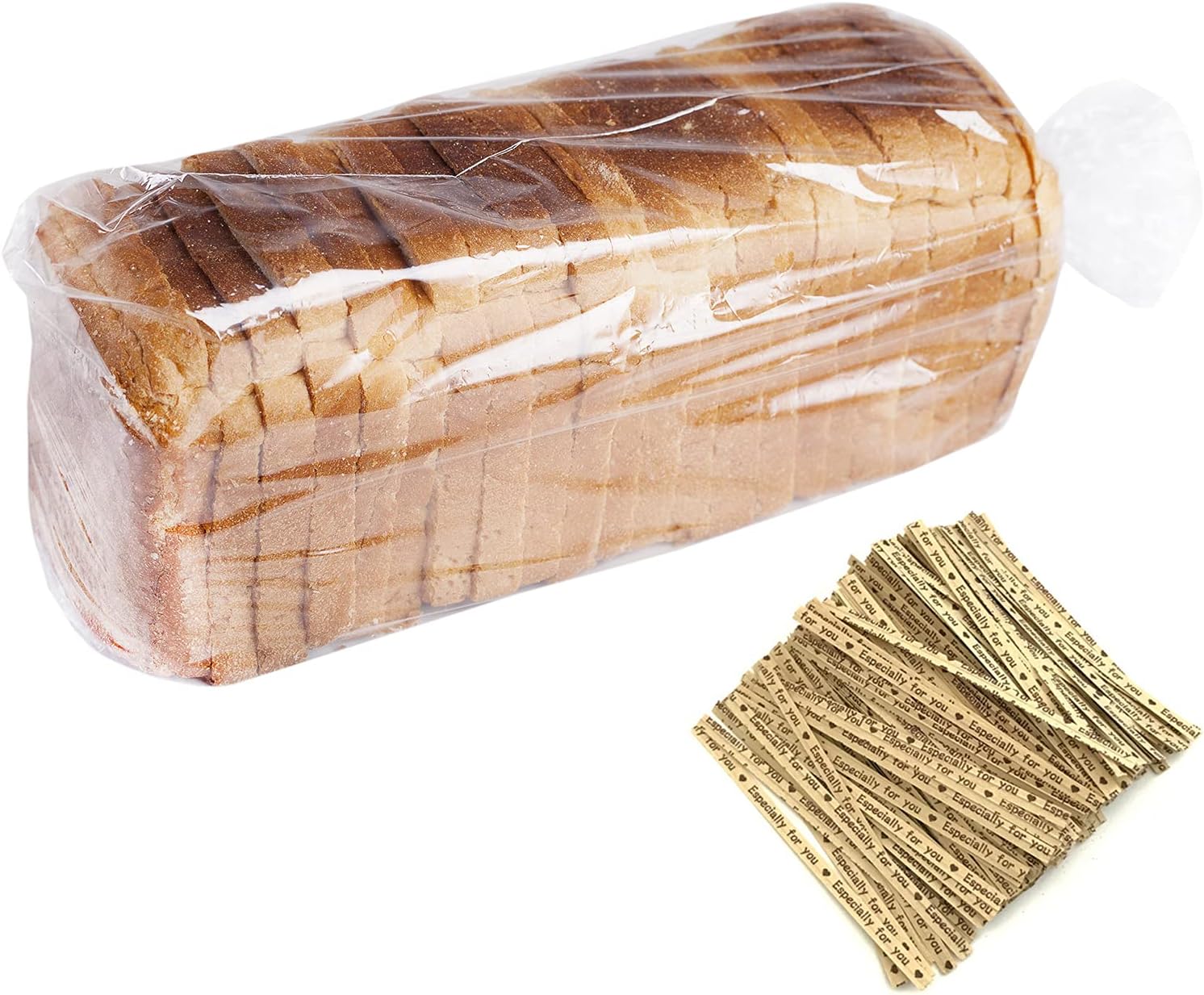 Bread Bags With Ties,100 Pieces 18x4x8 Inches Reusable Plastic Loaf Storage Bags for Homemade Bread Gift Giving - Image 1
