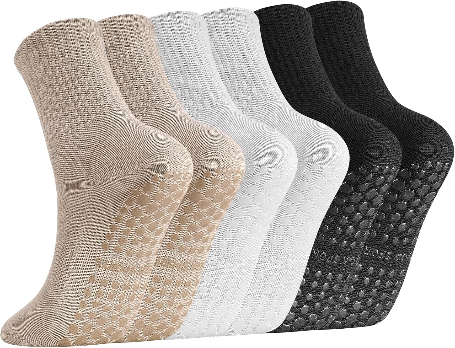 3 Pairs Non Slip Pilates Socks with Grips for Women, Yoga Grip Socks for Yoga, Barre, Dance, Ballet, Fitness - Image 1
