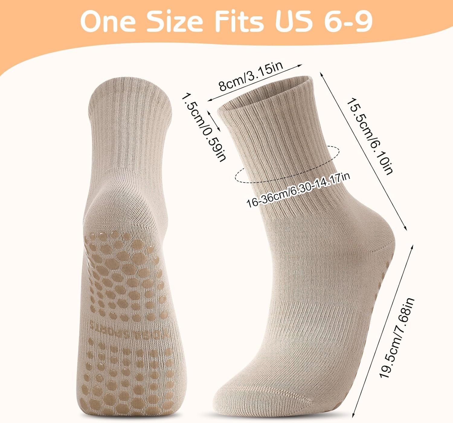 3 Pairs Non Slip Pilates Socks with Grips for Women, Yoga Grip Socks for Yoga, Barre, Dance, Ballet, Fitness - Image 3