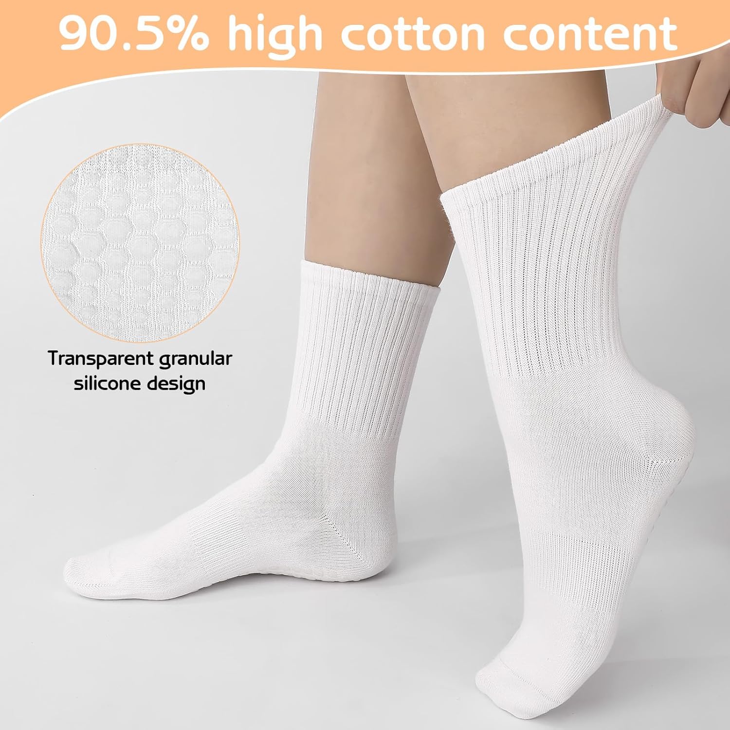 3 Pairs Non Slip Pilates Socks with Grips for Women, Yoga Grip Socks for Yoga, Barre, Dance, Ballet, Fitness - Image 5