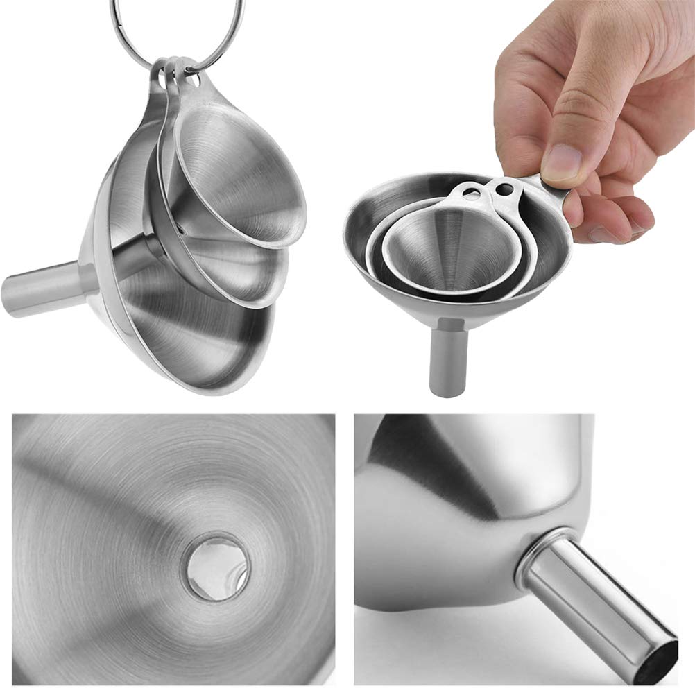 Stainless Steel Funnels, 3pcs Mini Filling Kitchen Funnel, Sizes Large To Small Funnels for Transferring Essential Oils, Liquid, Fluid, Dry Ingredients & Powder, Durable and Dishwash - Image 4