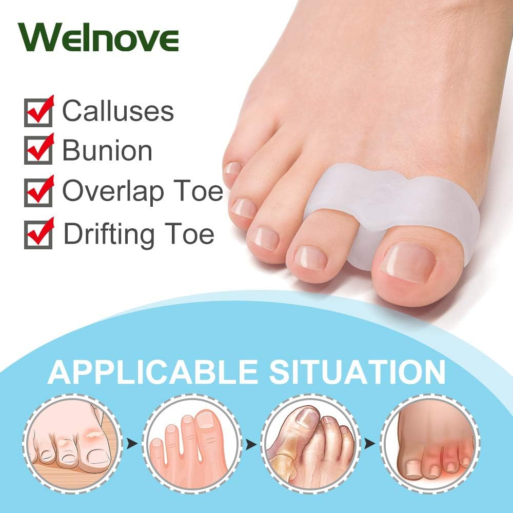 Pack of 12 Bunion Corrector, Toe Separators with 2 Loops, Big Toe Space Suitable for Bunion Pain Relief and Separating Overlapping Toes (White) - Image 3